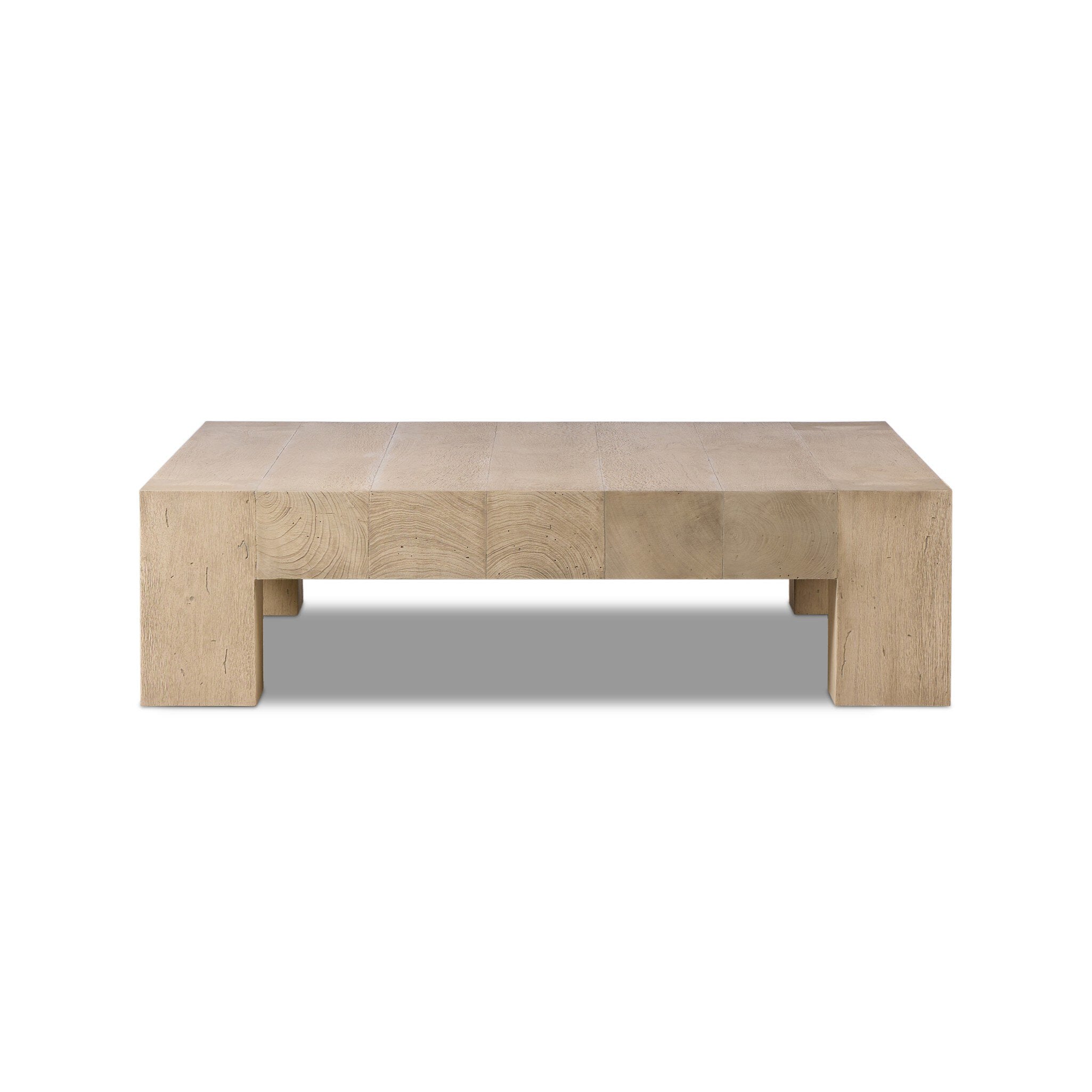Four Hands Abaso Coffee Table — Whitewash Rustic Wormwood Oak-Smoked Oak Veneer