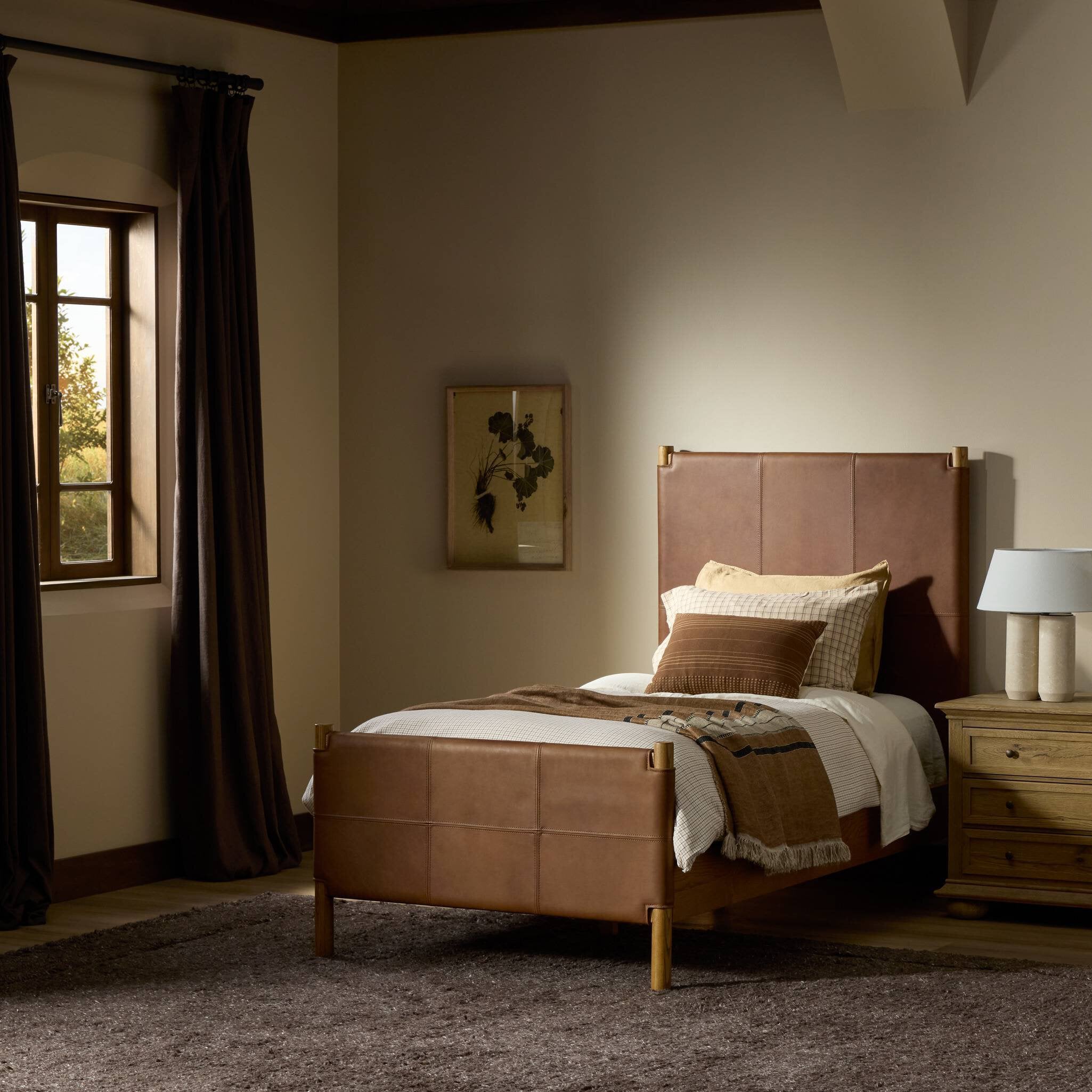 Four Hands Salado Bed — Heirloom Sienna-Natural Ash Veneer-Natural Ash Solid-Twin