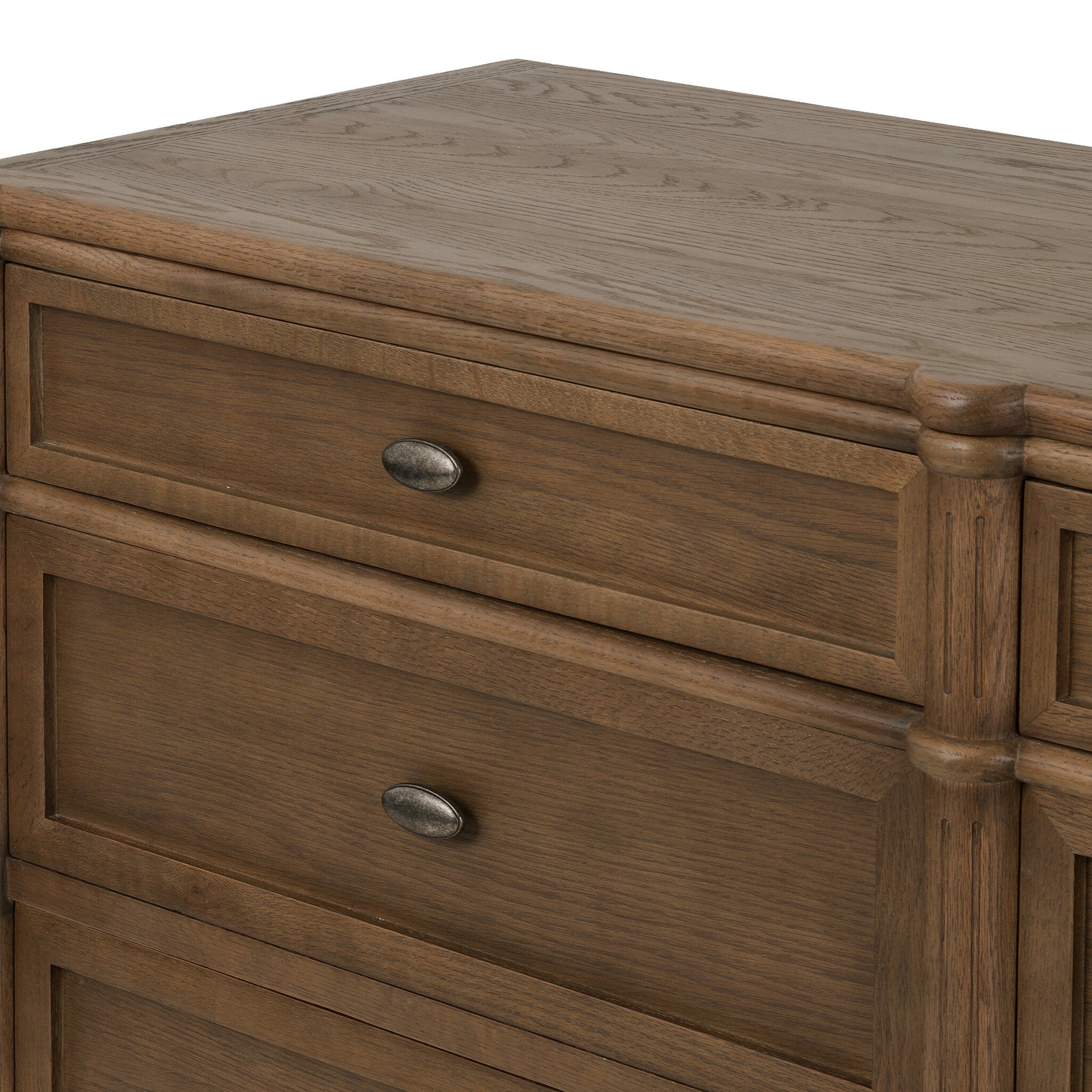 Four Hands Toulouse 9 Drawer Dresser — Toasted Oak-Toasted Oak Veneer-Aged Brass