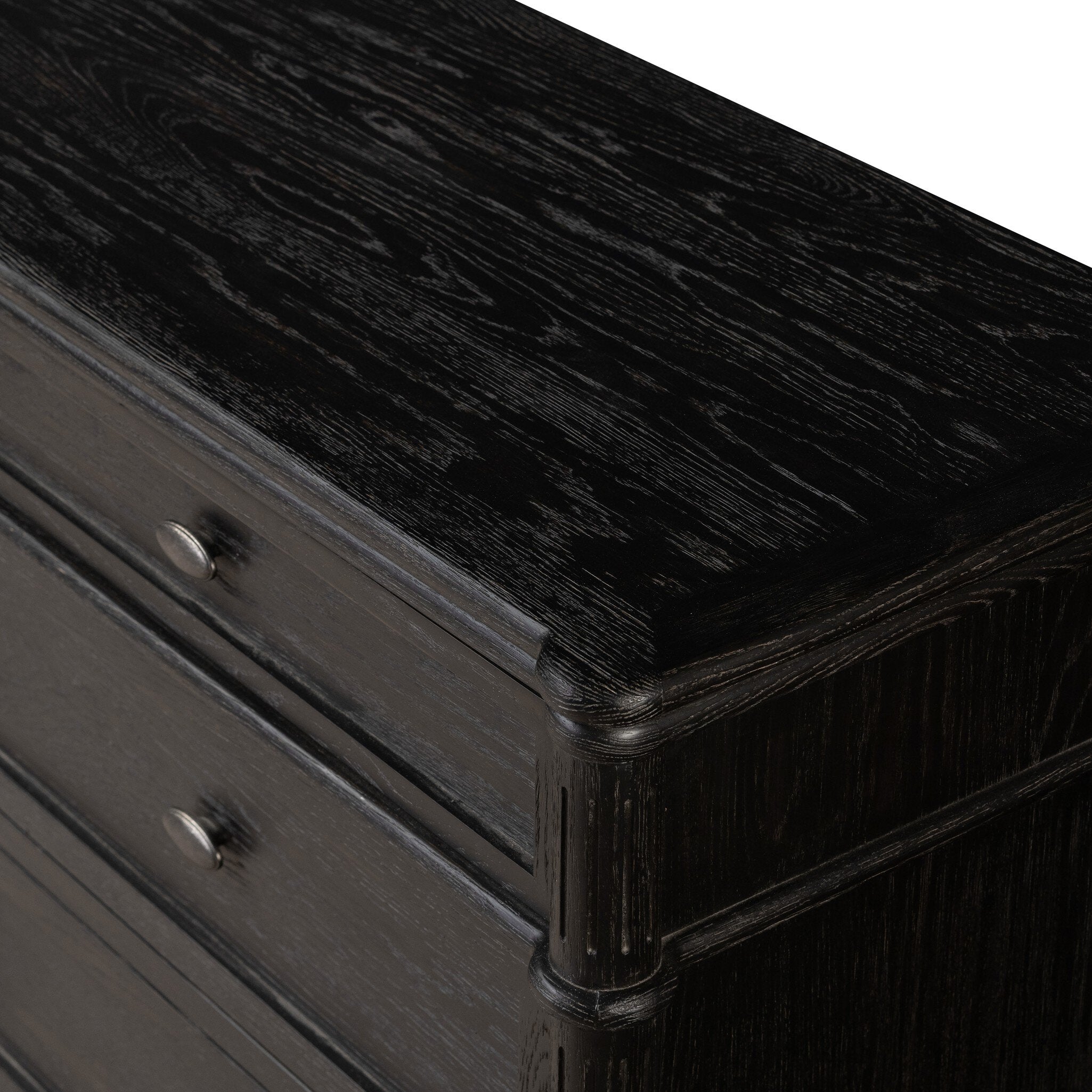 Four Hands Toulouse 9 Drawer Dresser — Distressed Black-Distressed Black Oak-Aged Brass