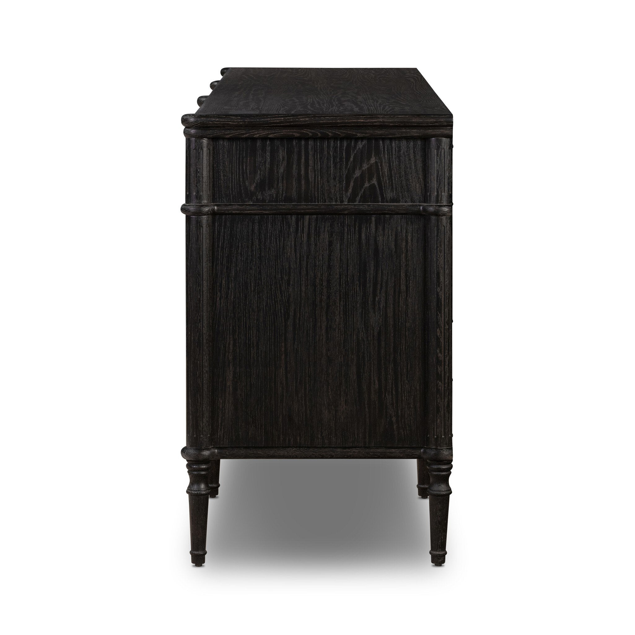 Four Hands Toulouse 9 Drawer Dresser — Distressed Black-Distressed Black Oak-Aged Brass