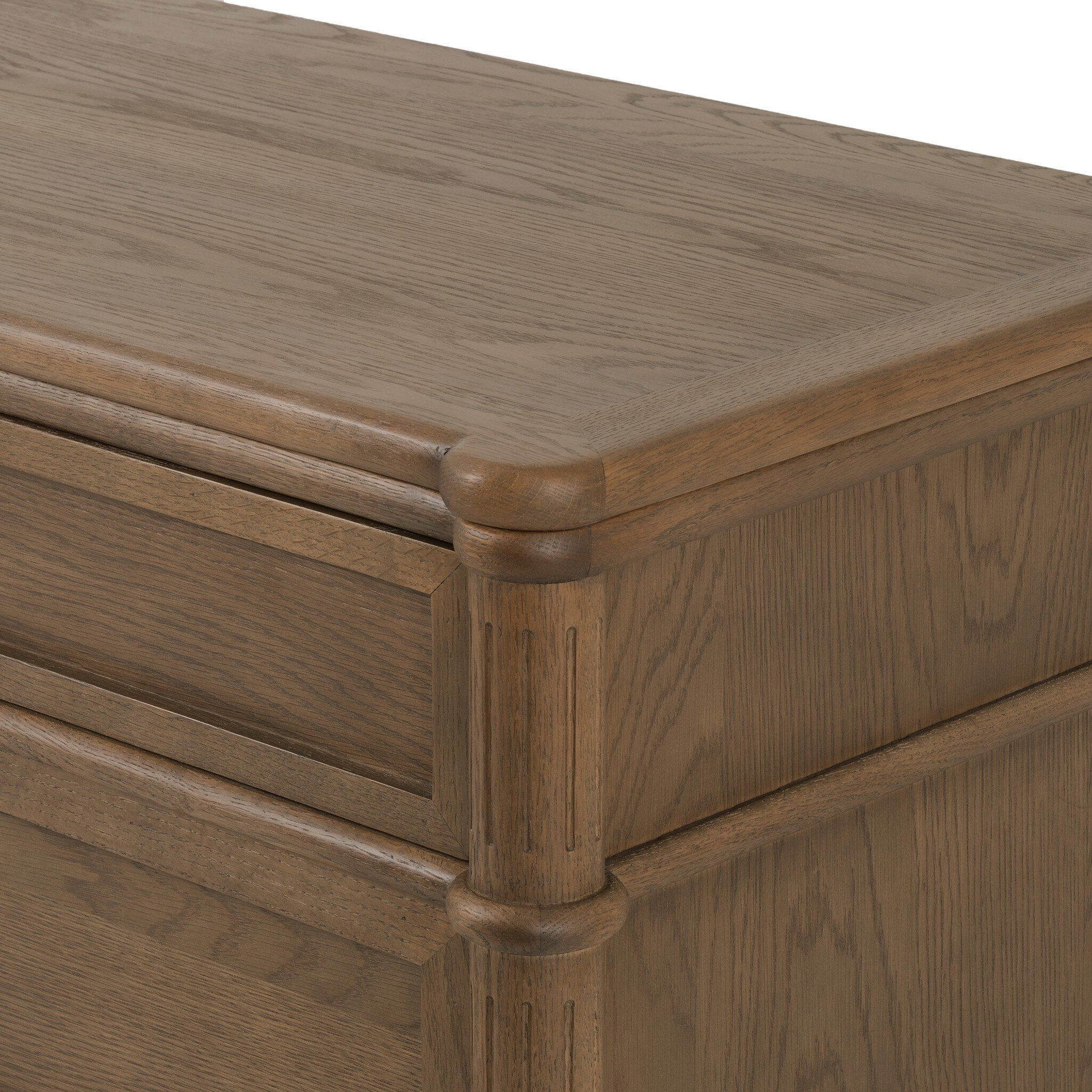 Four Hands Toulouse 6 Drawer Dresser — Toasted Oak-Toasted Oak Veneer-Aged Brass