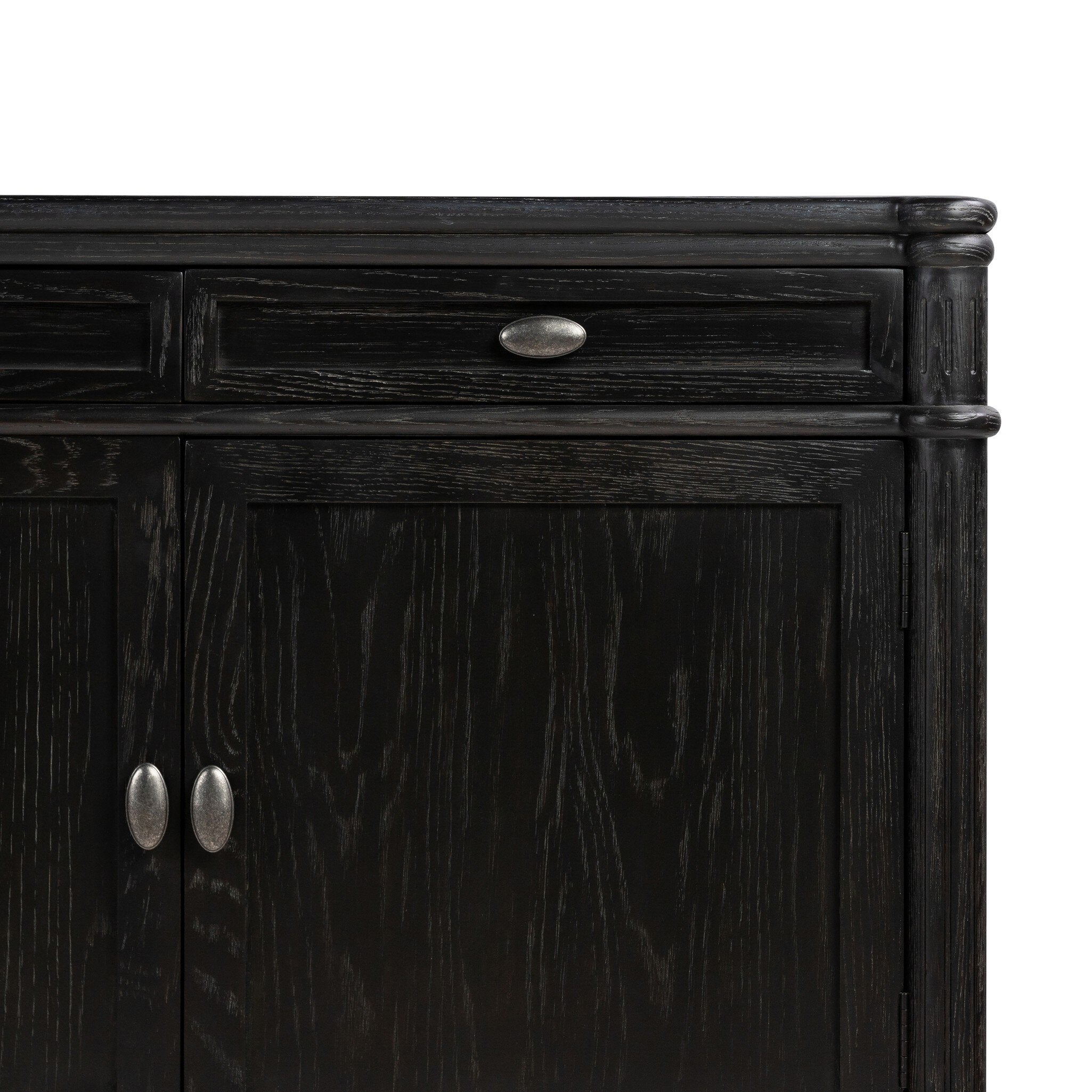 Four Hands Toulouse Sideboard — Distressed Black Oak-Distressed Black-Aged Brass