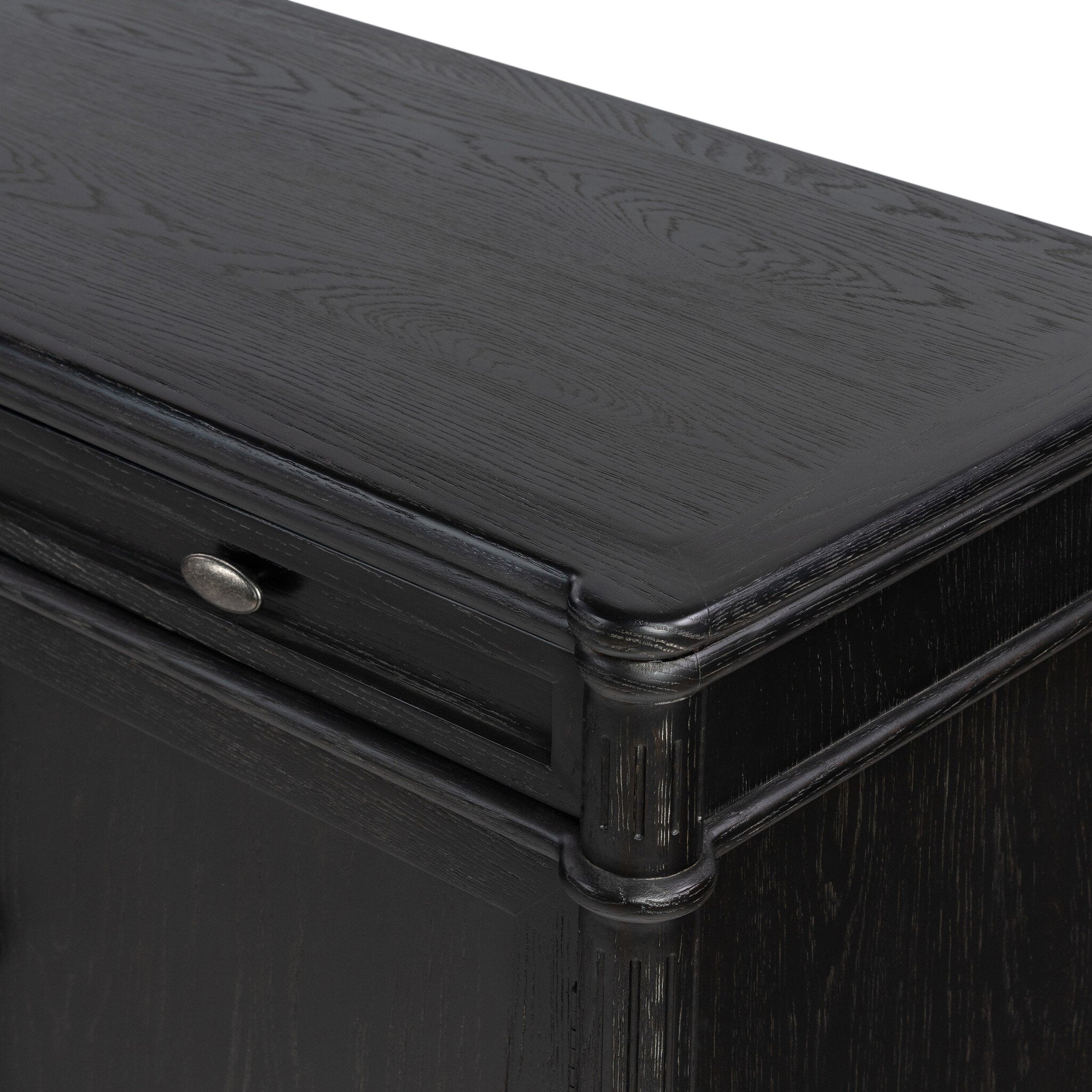 Four Hands Toulouse Sideboard — Distressed Black Oak-Distressed Black-Aged Brass