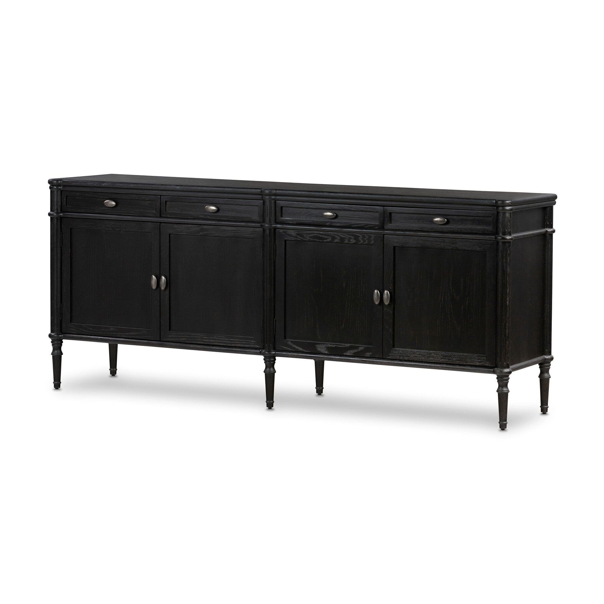Four Hands Toulouse Sideboard — Distressed Black Oak-Distressed Black-Aged Brass