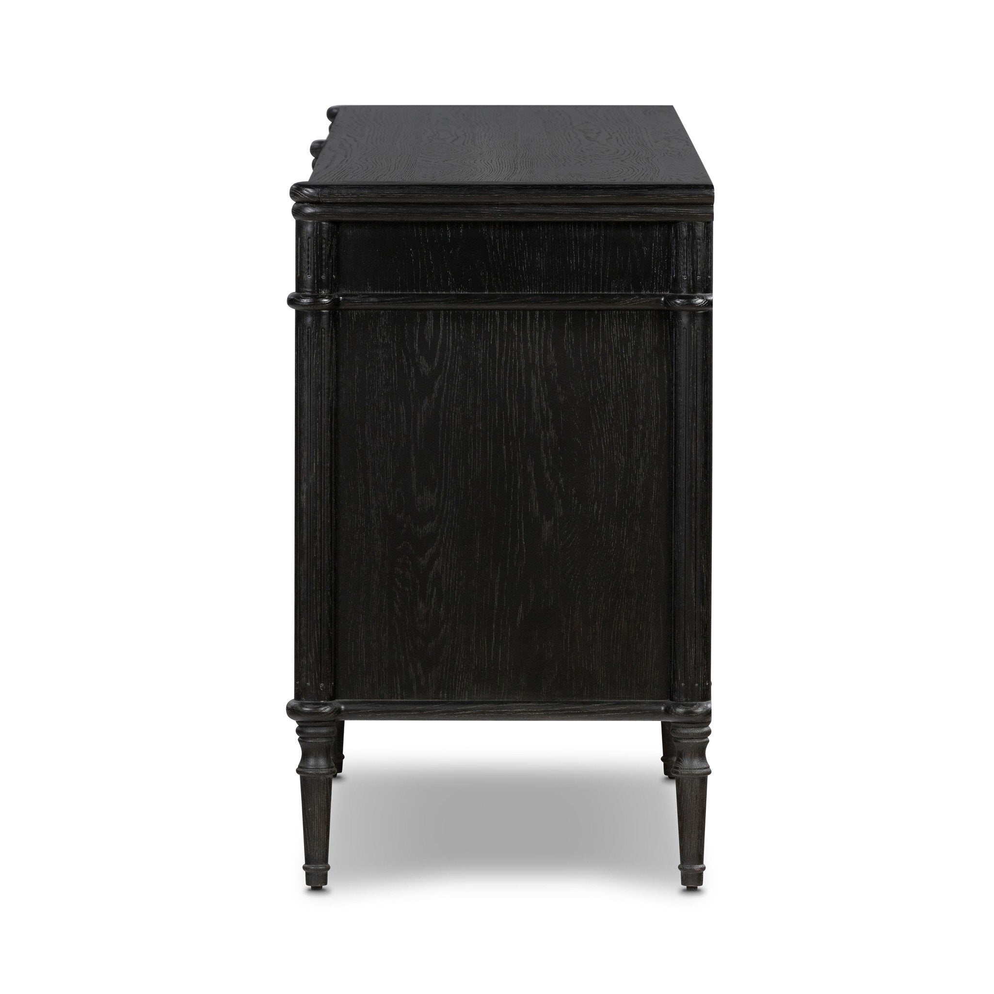 Four Hands Toulouse Sideboard — Distressed Black Oak-Distressed Black-Aged Brass