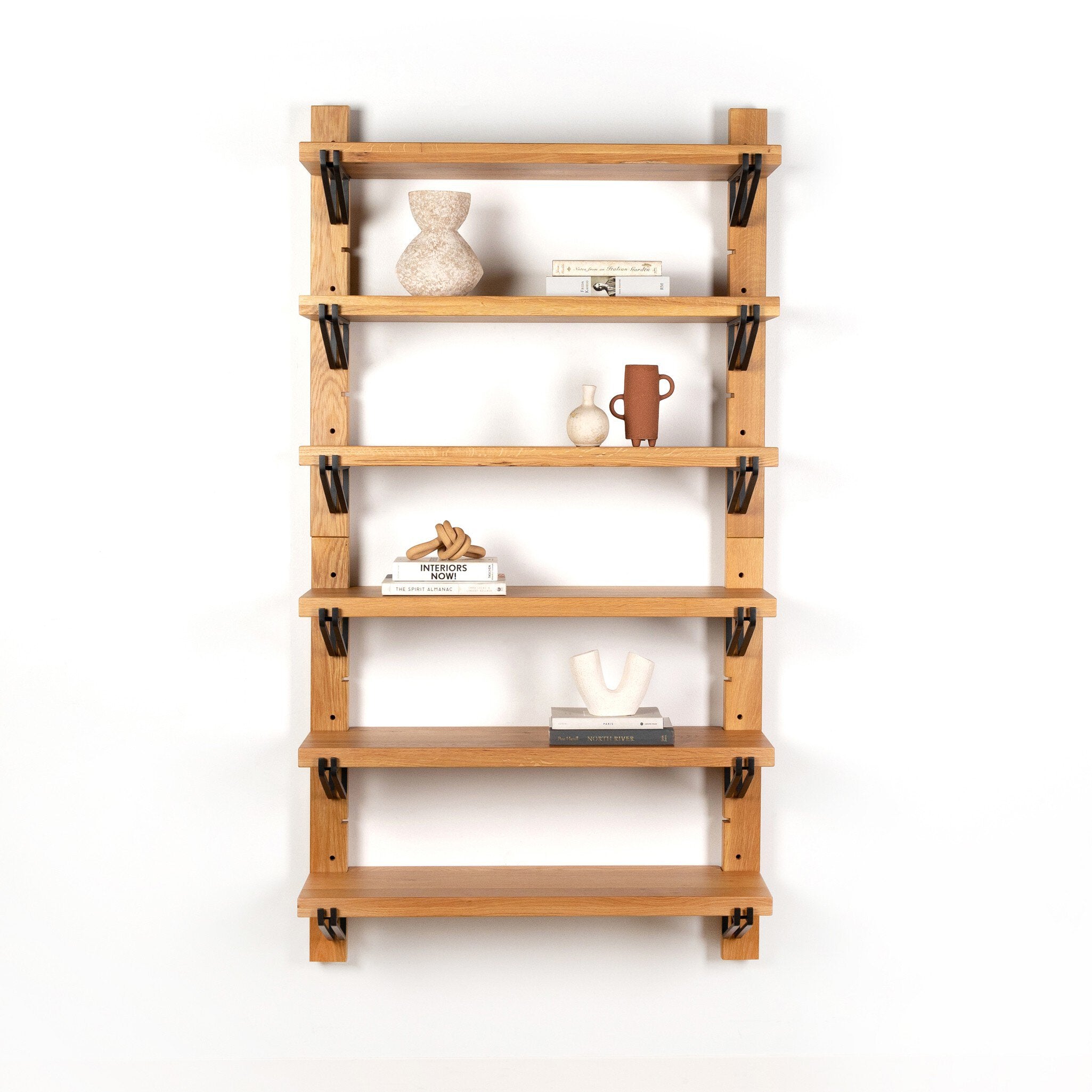 Four Hands Pivott Shelf — Natural Oak Veneer-Dark Iron-Natural Oak