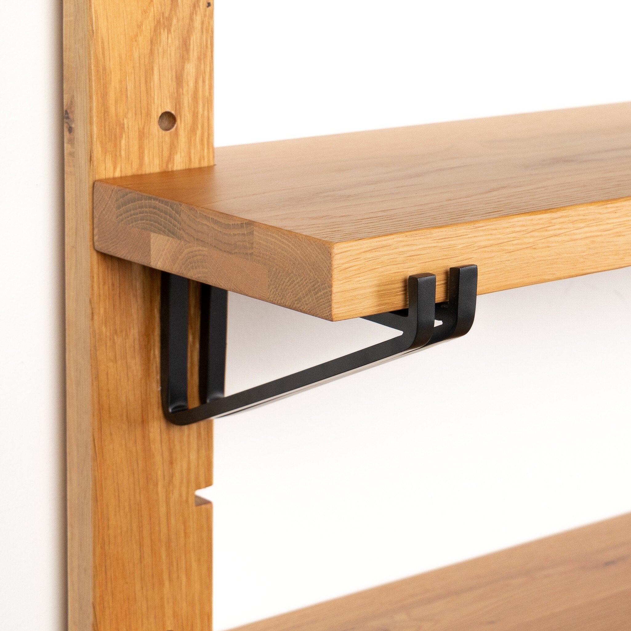 Four Hands Pivott Shelf — Natural Oak Veneer-Dark Iron-Natural Oak
