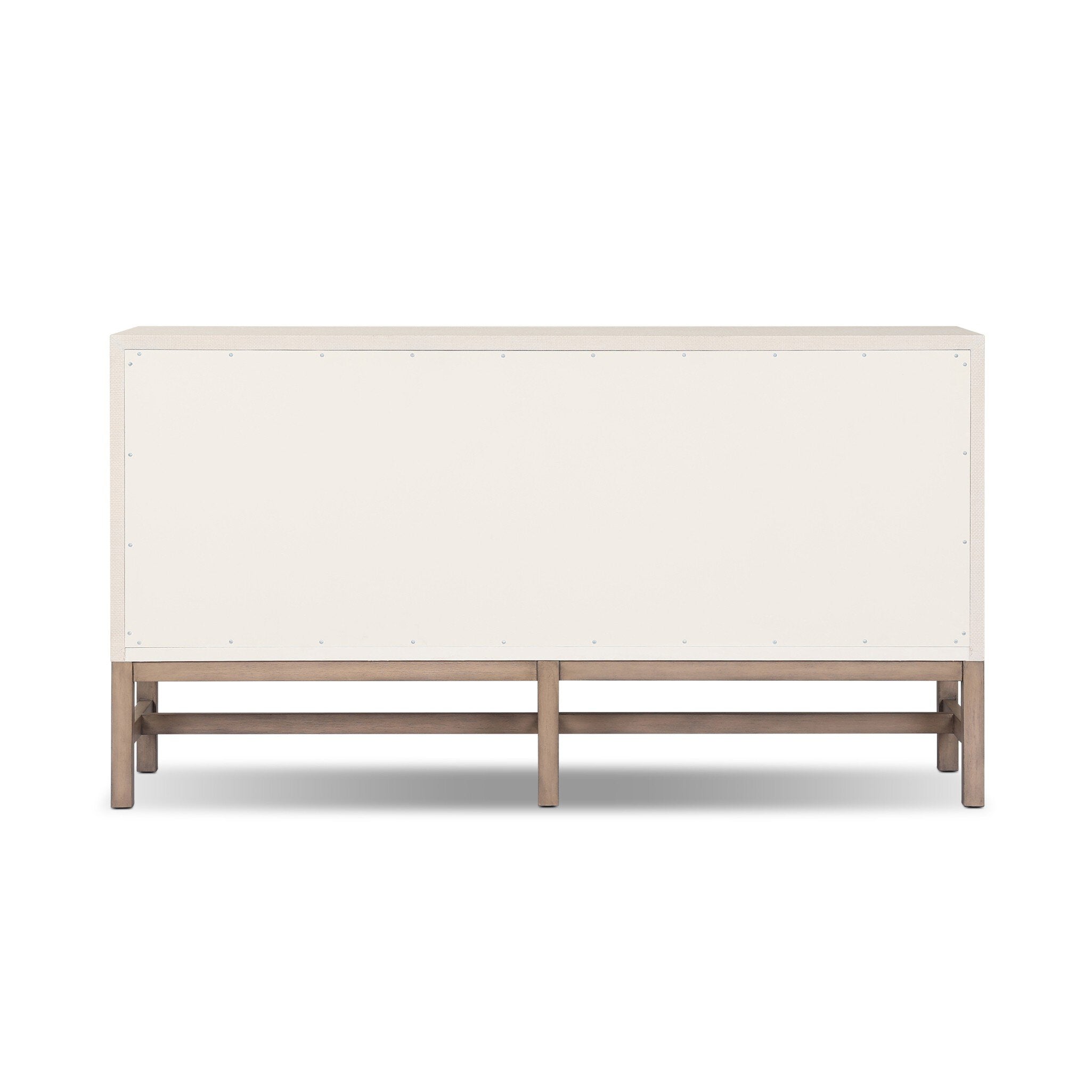 Four Hands Fiona 6 Drawer Dresser — Ivory Painted Raffia-Russet Mahogany-Light Antique Brass