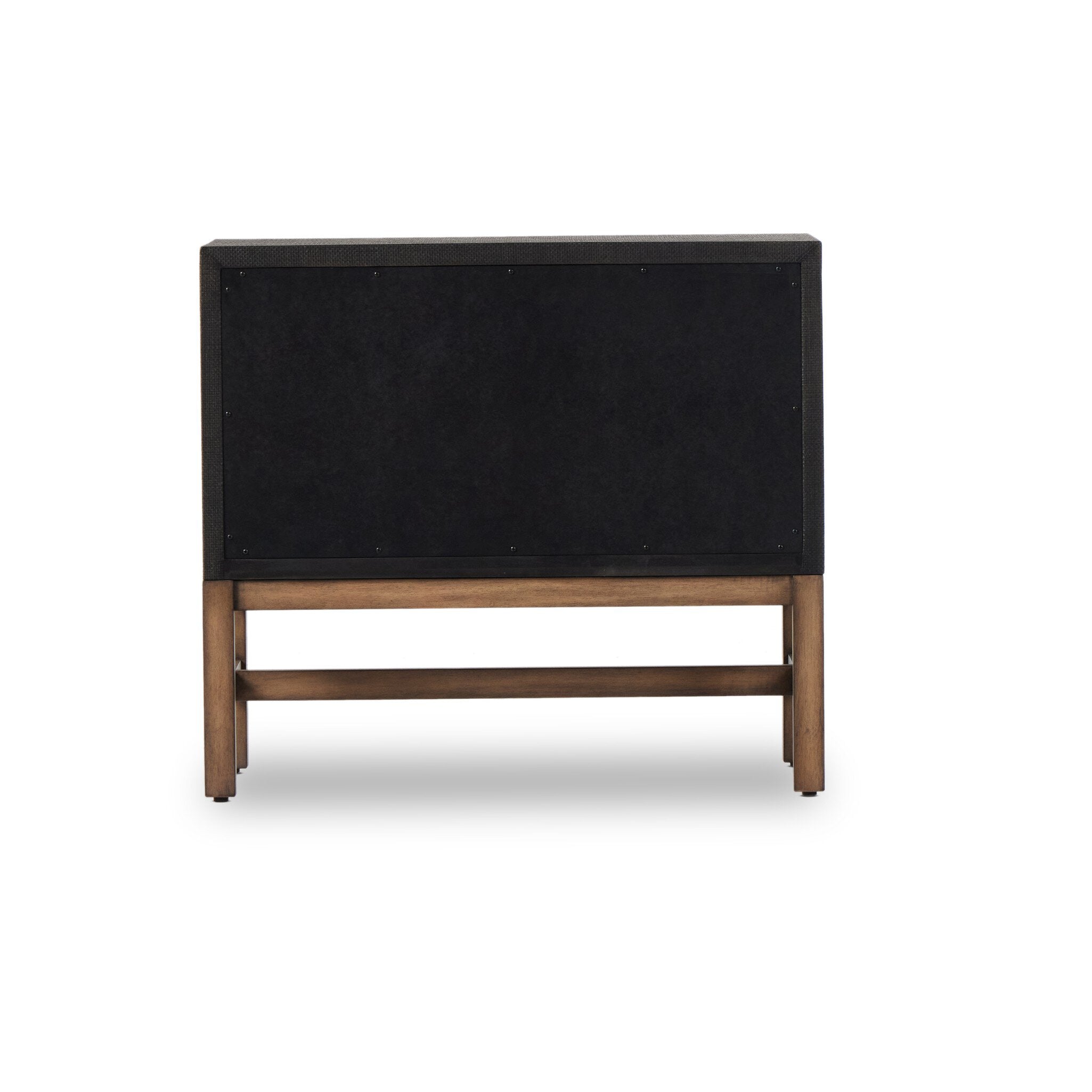 Four Hands Fiona Nightstand — Black Raffia-Russet Mahogany-Light Antique Brass