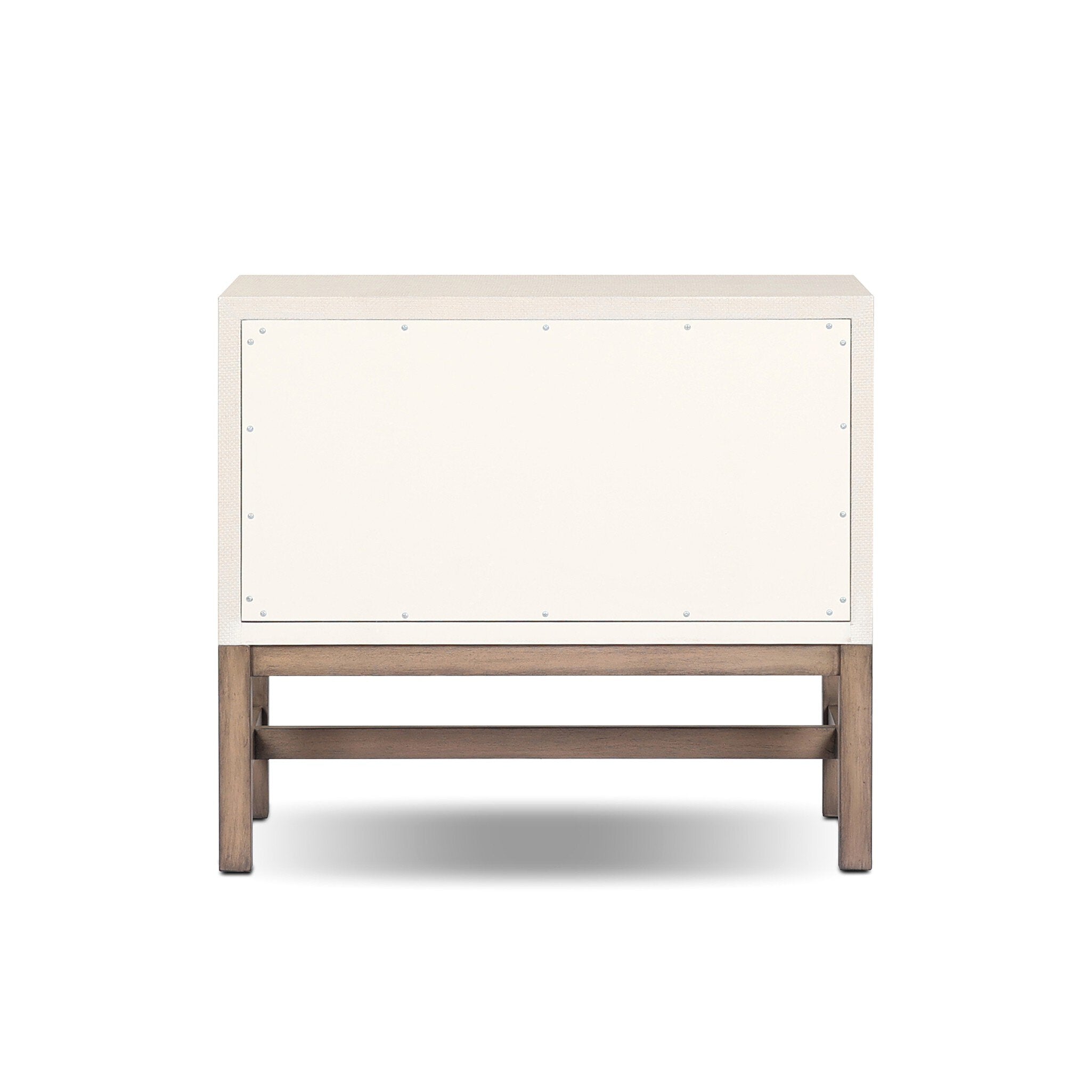 Four Hands Fiona Nightstand — Ivory Painted Raffia-Russet Mahogany-Light Antique Brass