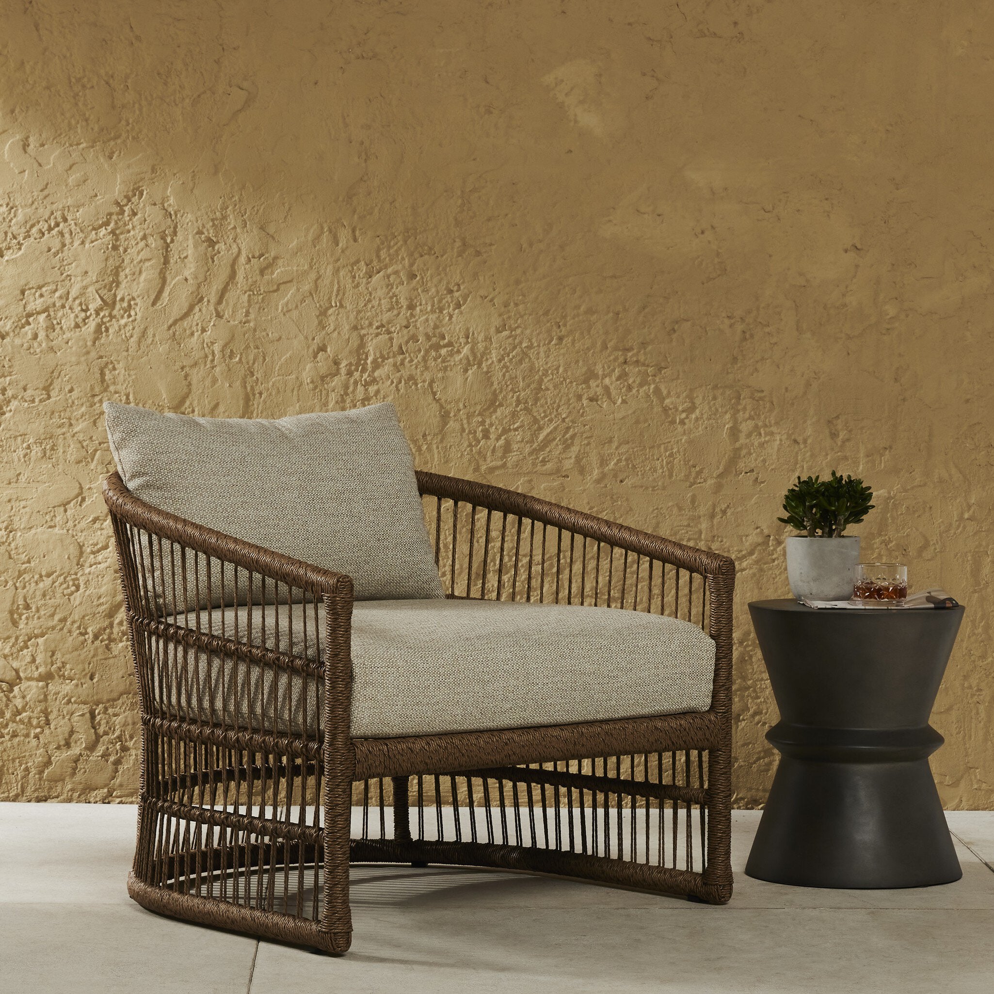 Four Hands Montecito Outdoor Chair — Faux Dark Hyacinth-Faye Sand