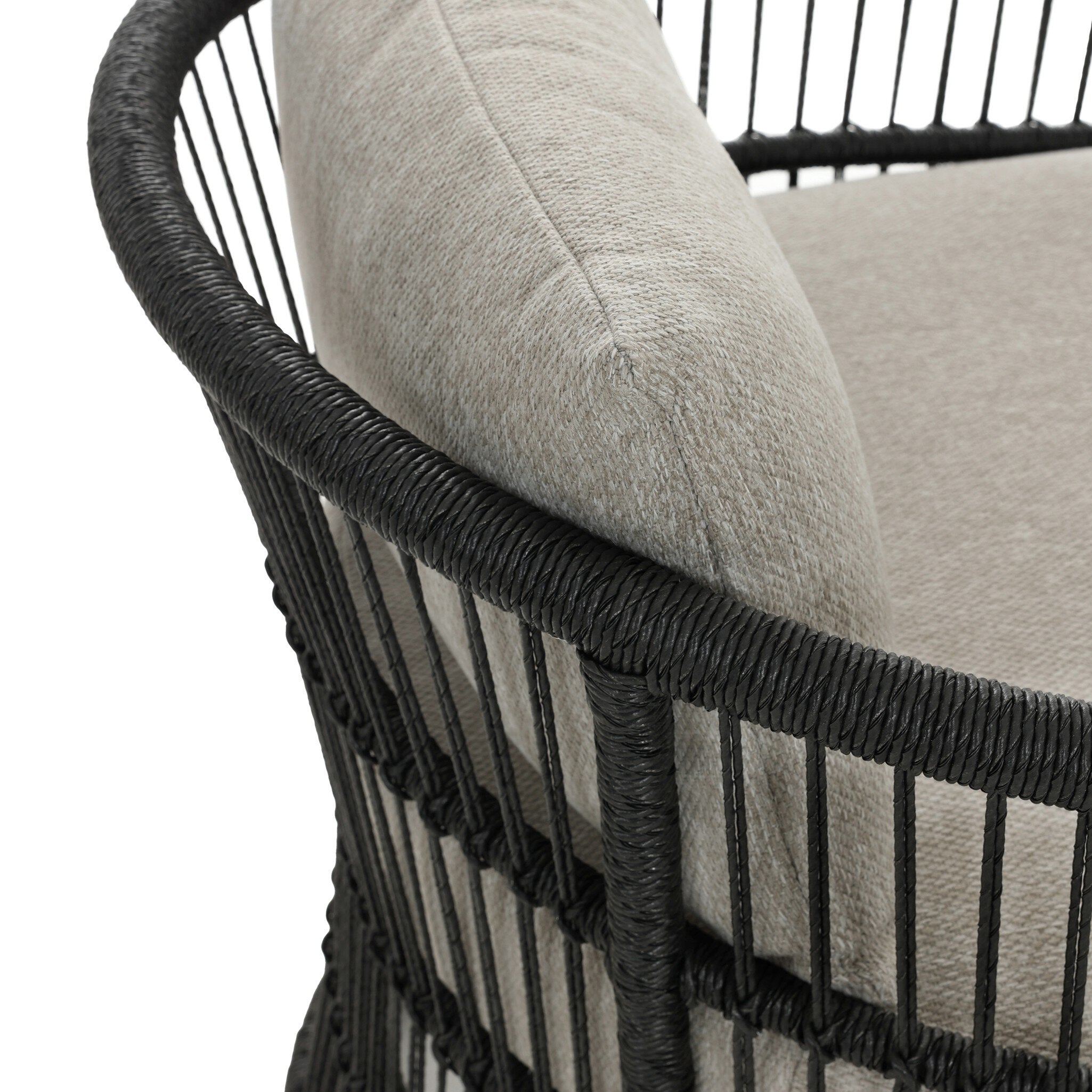 Four Hands Montecito Outdoor Chair — Faux Black Hyacinth-Concha Fog