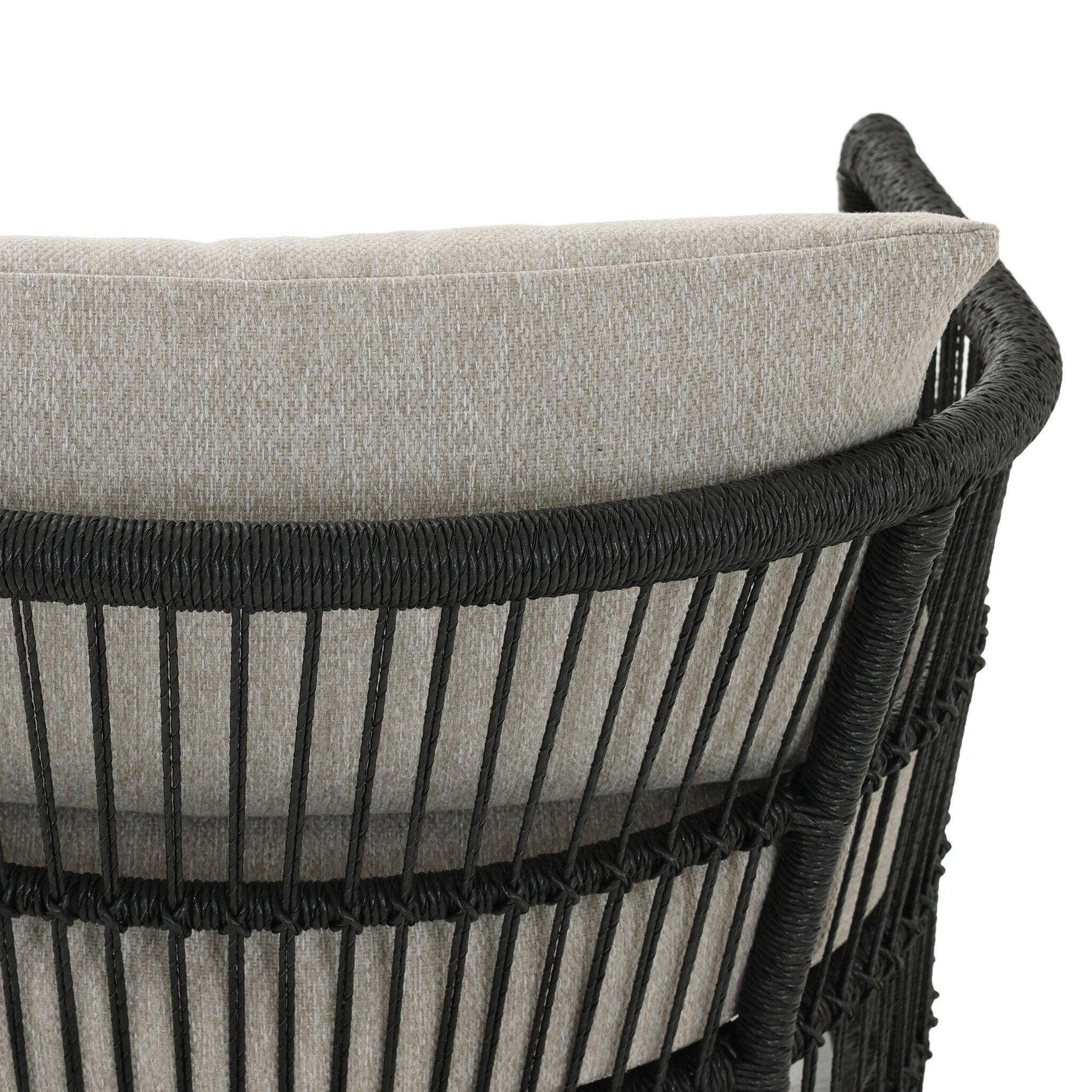 Four Hands Montecito Outdoor Chair — Faux Black Hyacinth-Concha Fog