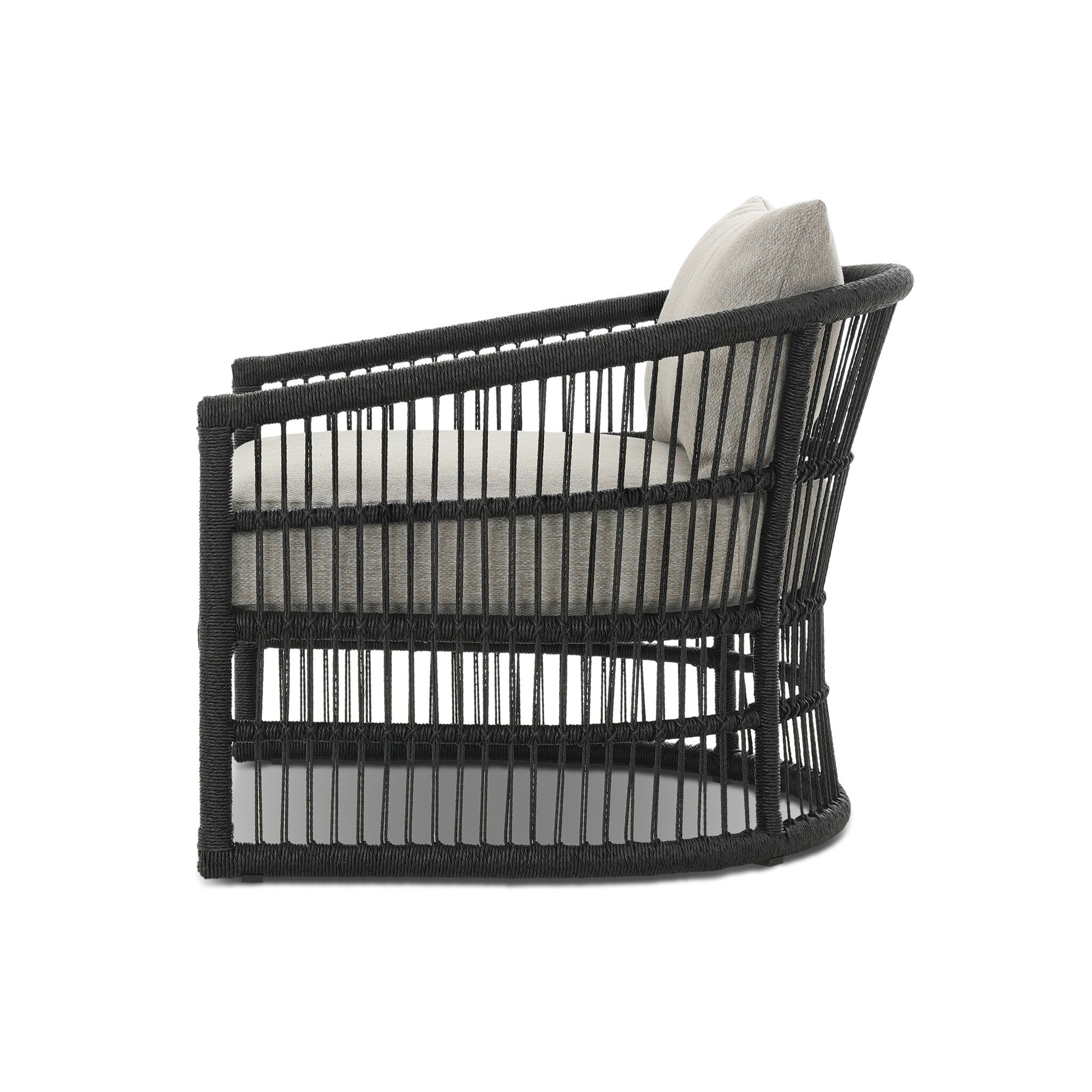 Four Hands Montecito Outdoor Chair — Faux Black Hyacinth-Concha Fog