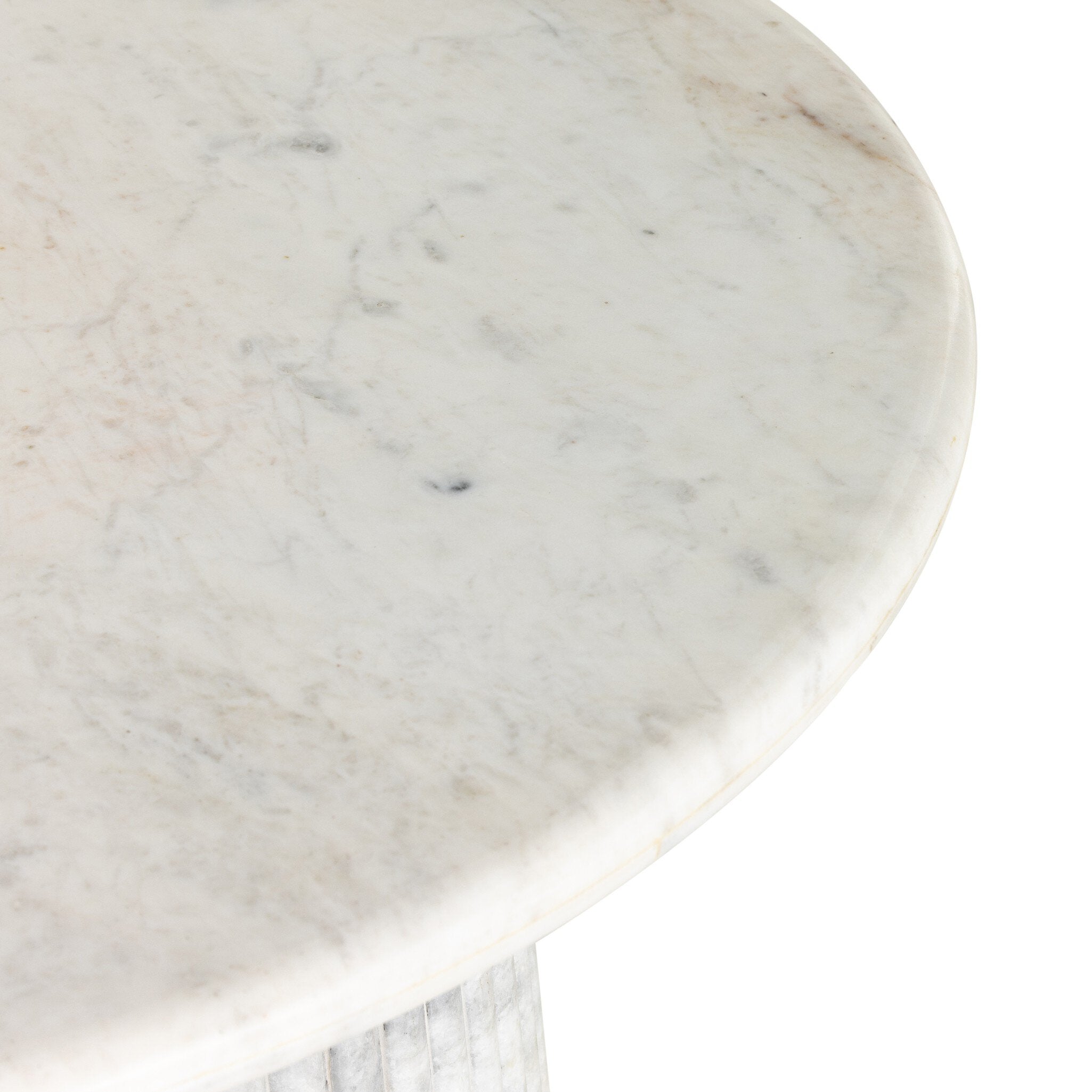 Four Hands Oranda Coffee Table — Polished White Marble w/ Sealant-White Scalloped Marble
