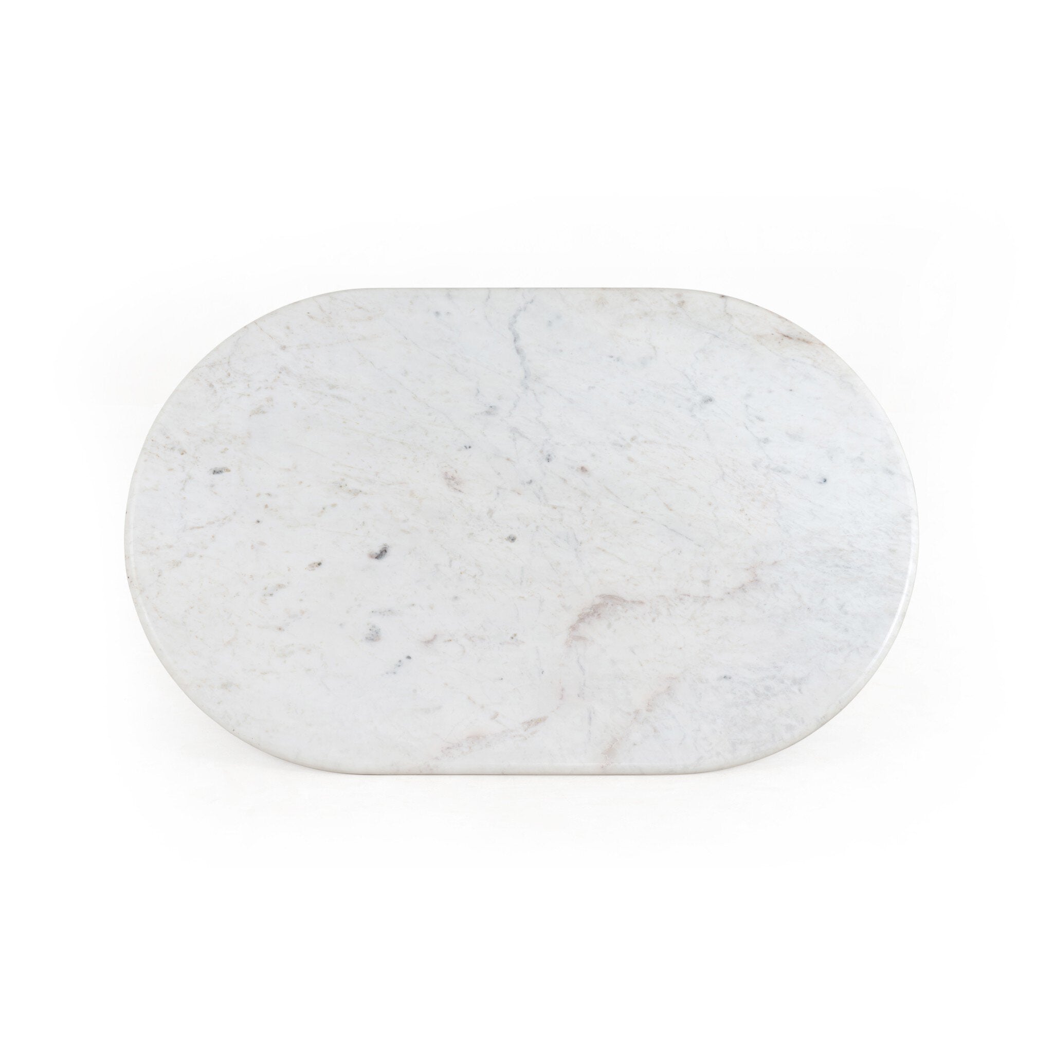 Four Hands Oranda Coffee Table — Polished White Marble w/ Sealant-White Scalloped Marble