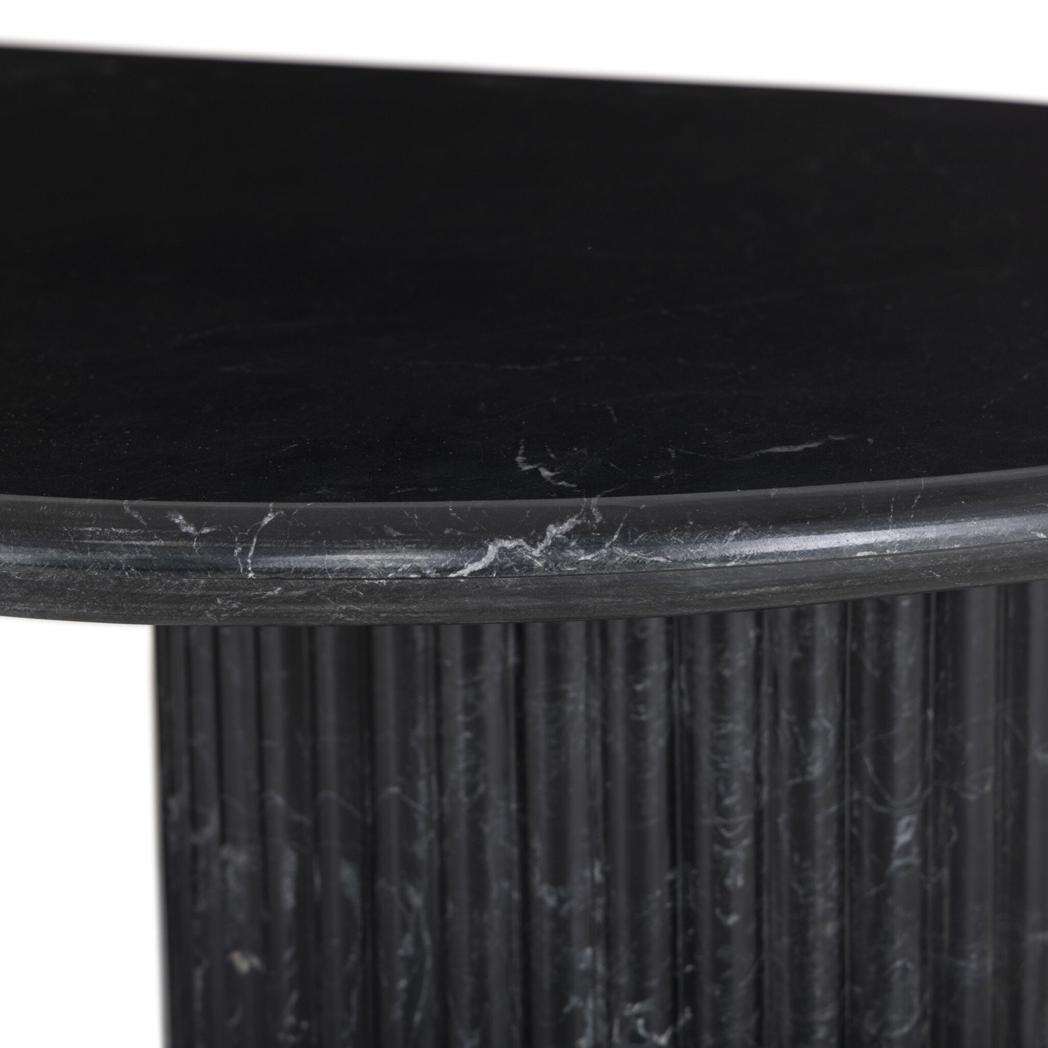 Four Hands Oranda Coffee Table — Black Marble-Black Scalloped Marble