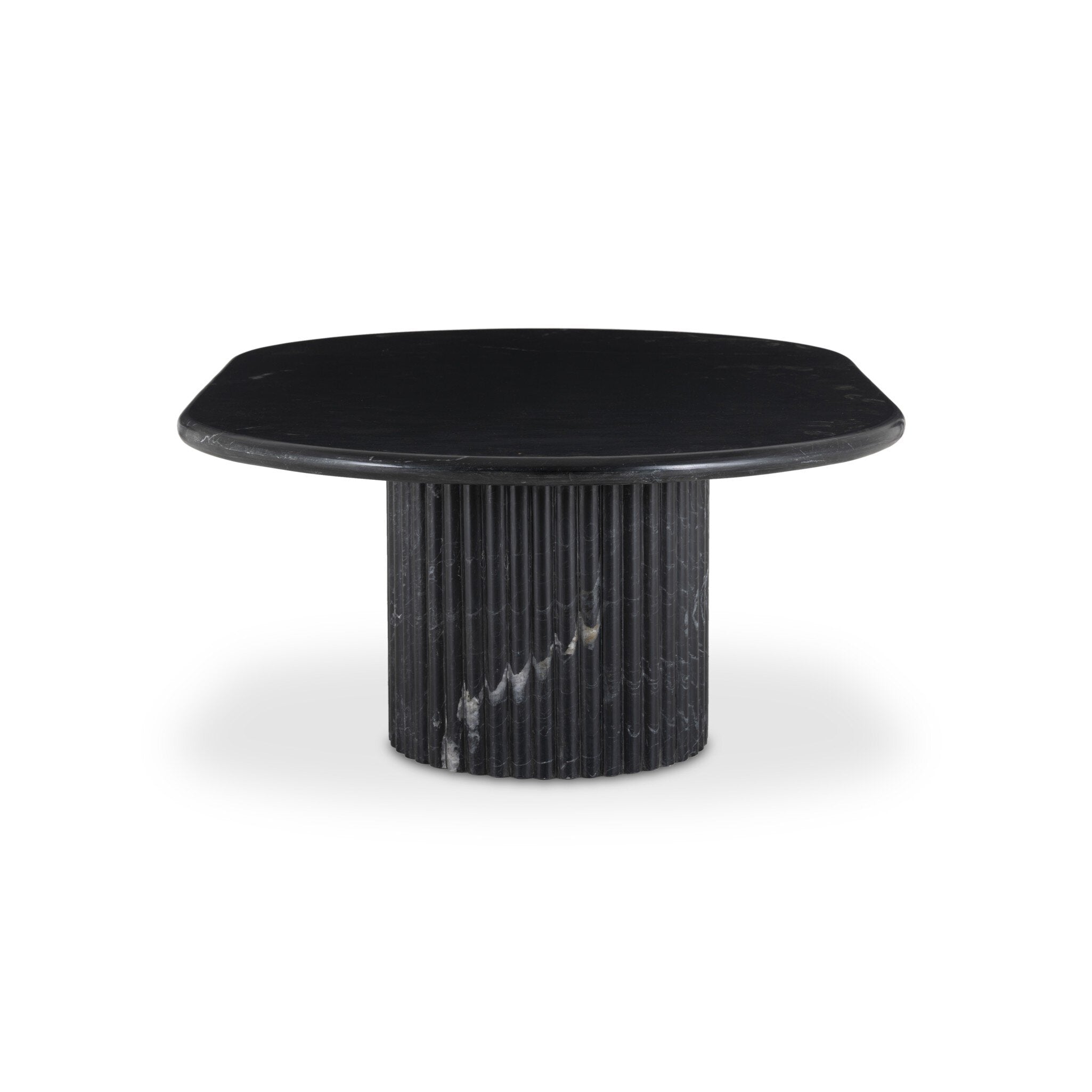 Four Hands Oranda Coffee Table — Black Marble-Black Scalloped Marble