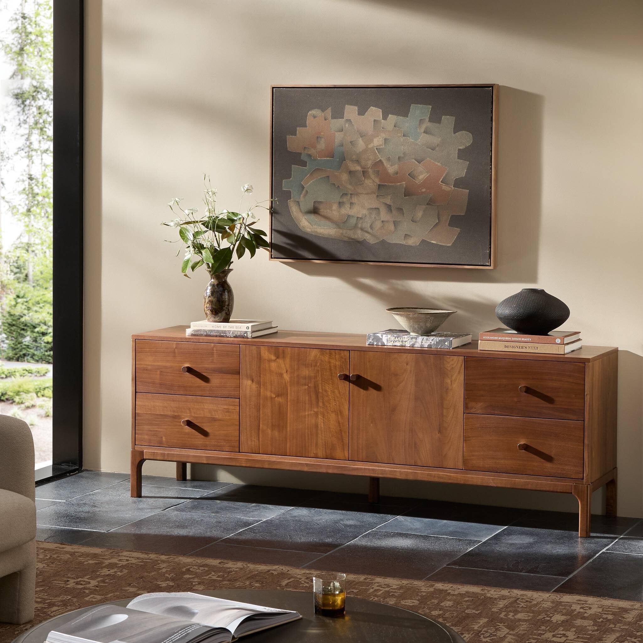 Four Hands Arturo Media Console — Natural Walnut-Natural Walnut Veneer