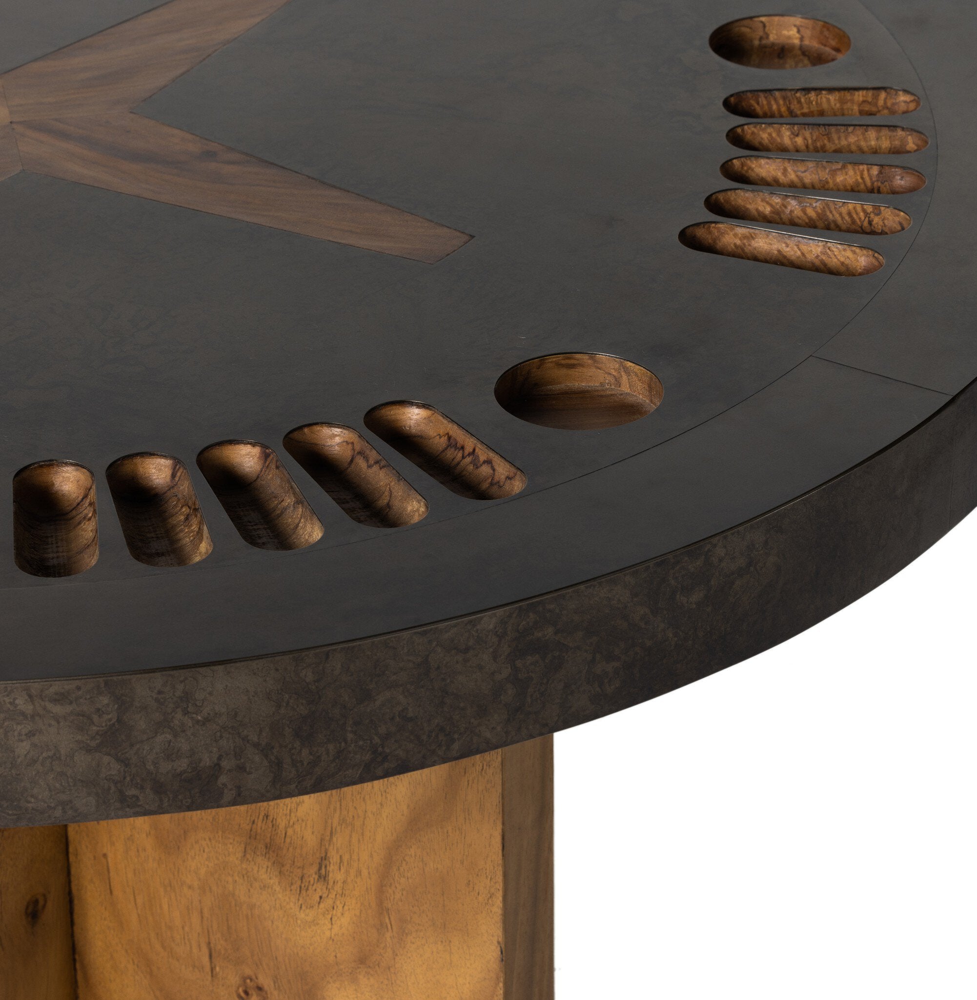 Four Hands Poker Table — Natural Brown Guanacaste-Aged Metal