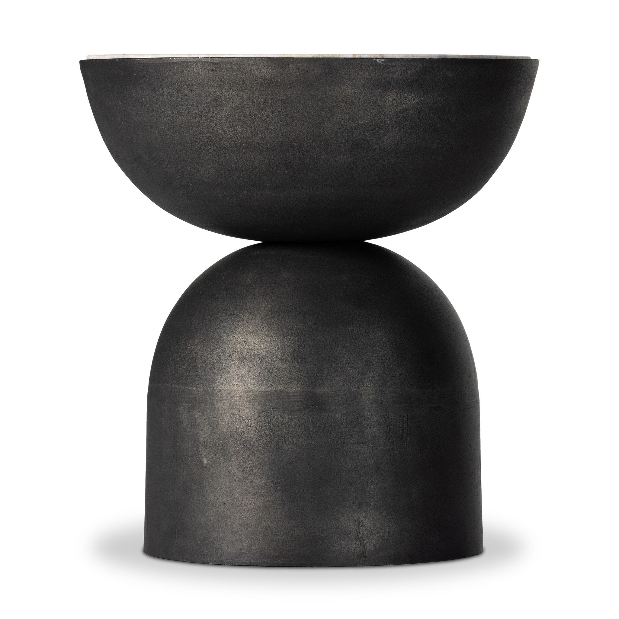 Four Hands Corbett End Table — Creamy Taupe Marble-Hammered Grey