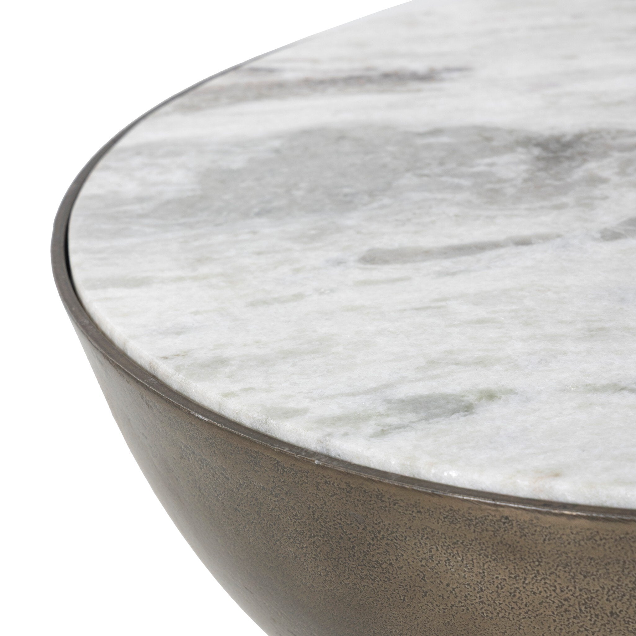 Four Hands Corbett End Table — Creamy Taupe Marble-Aged Bronze