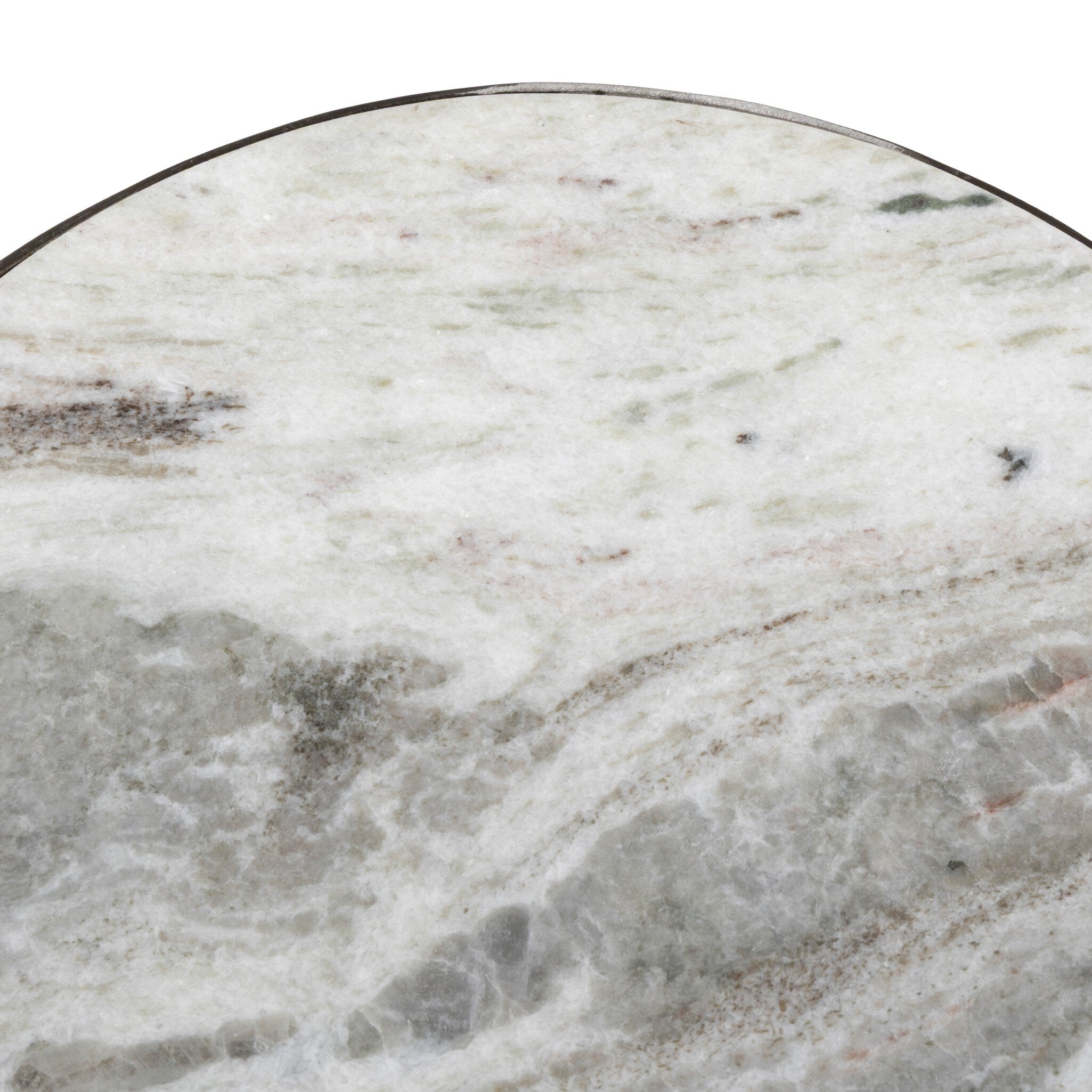 Four Hands Corbett End Table — Creamy Taupe Marble-Aged Bronze