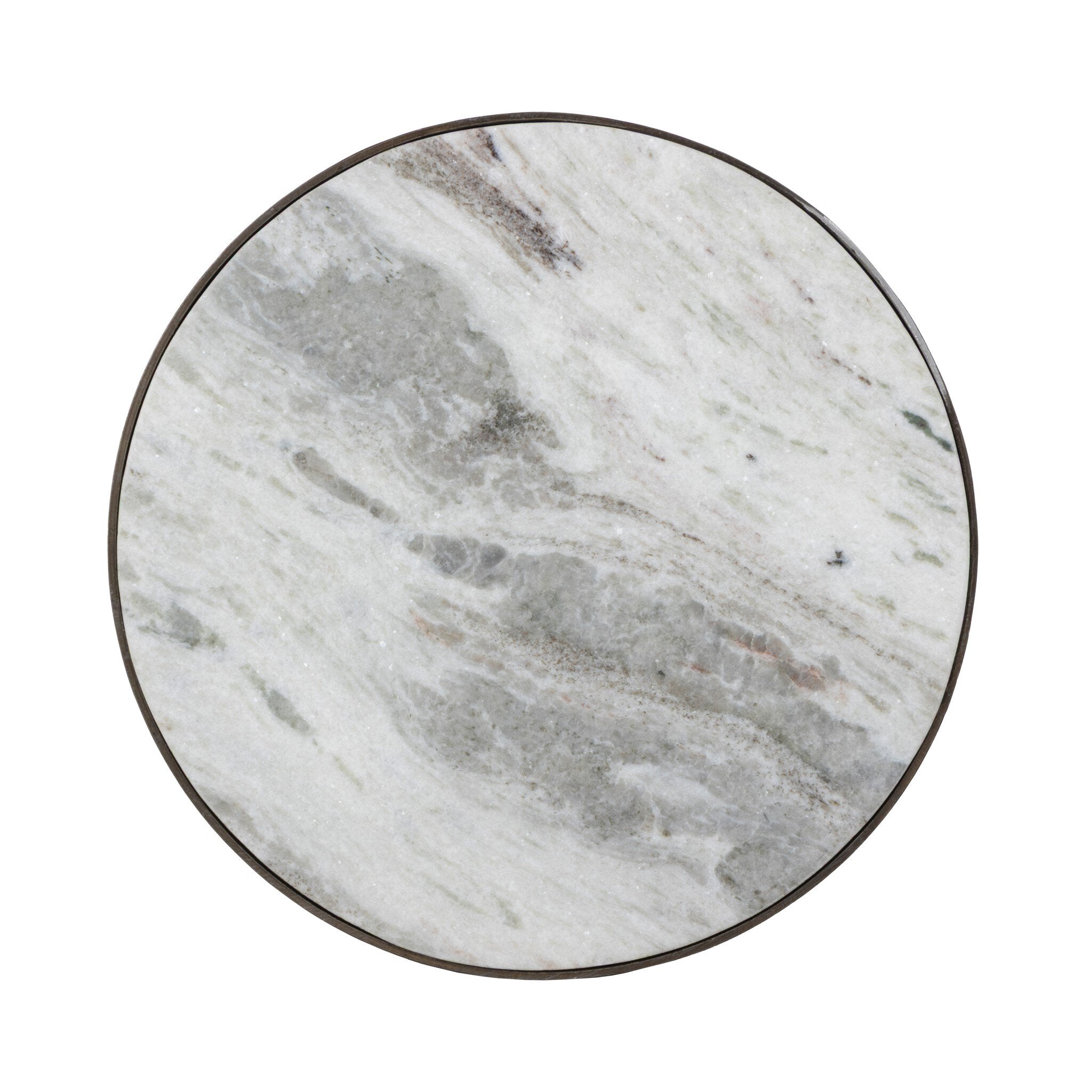 Four Hands Corbett End Table — Creamy Taupe Marble-Aged Bronze