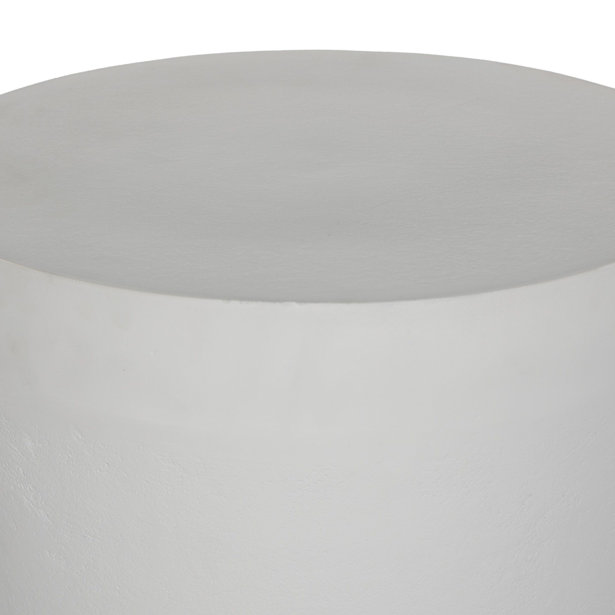 Four Hands Javi Outdoor End Table — Matte White Cast Aluminum