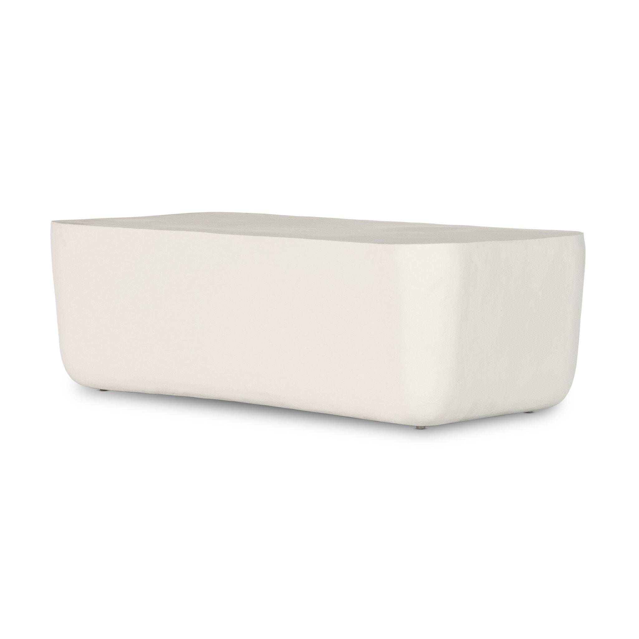 Four Hands Basil Outdoor Rectangular Coffee Table — Matte White Cast Aluminum