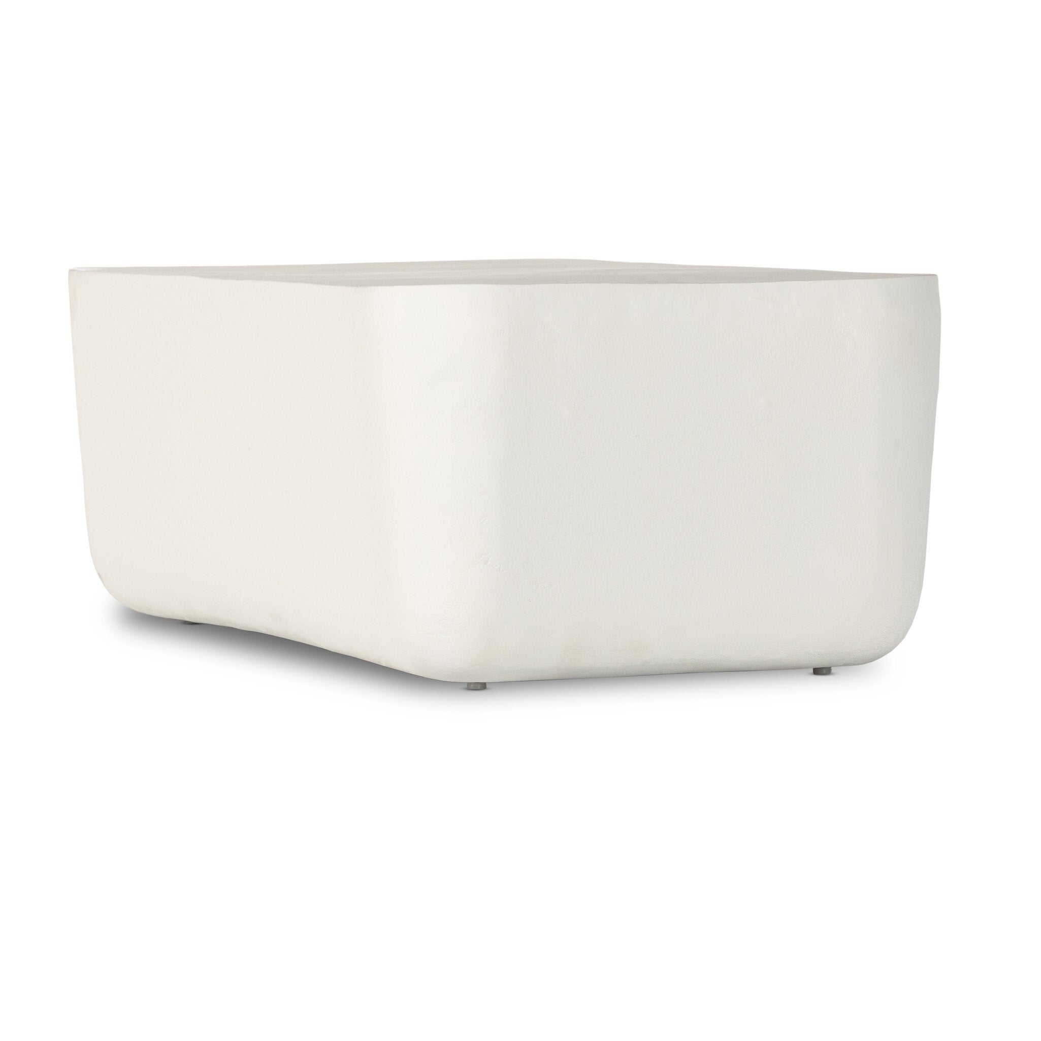 Four Hands Basil Outdoor Rectangular Coffee Table — Matte White Cast Aluminum