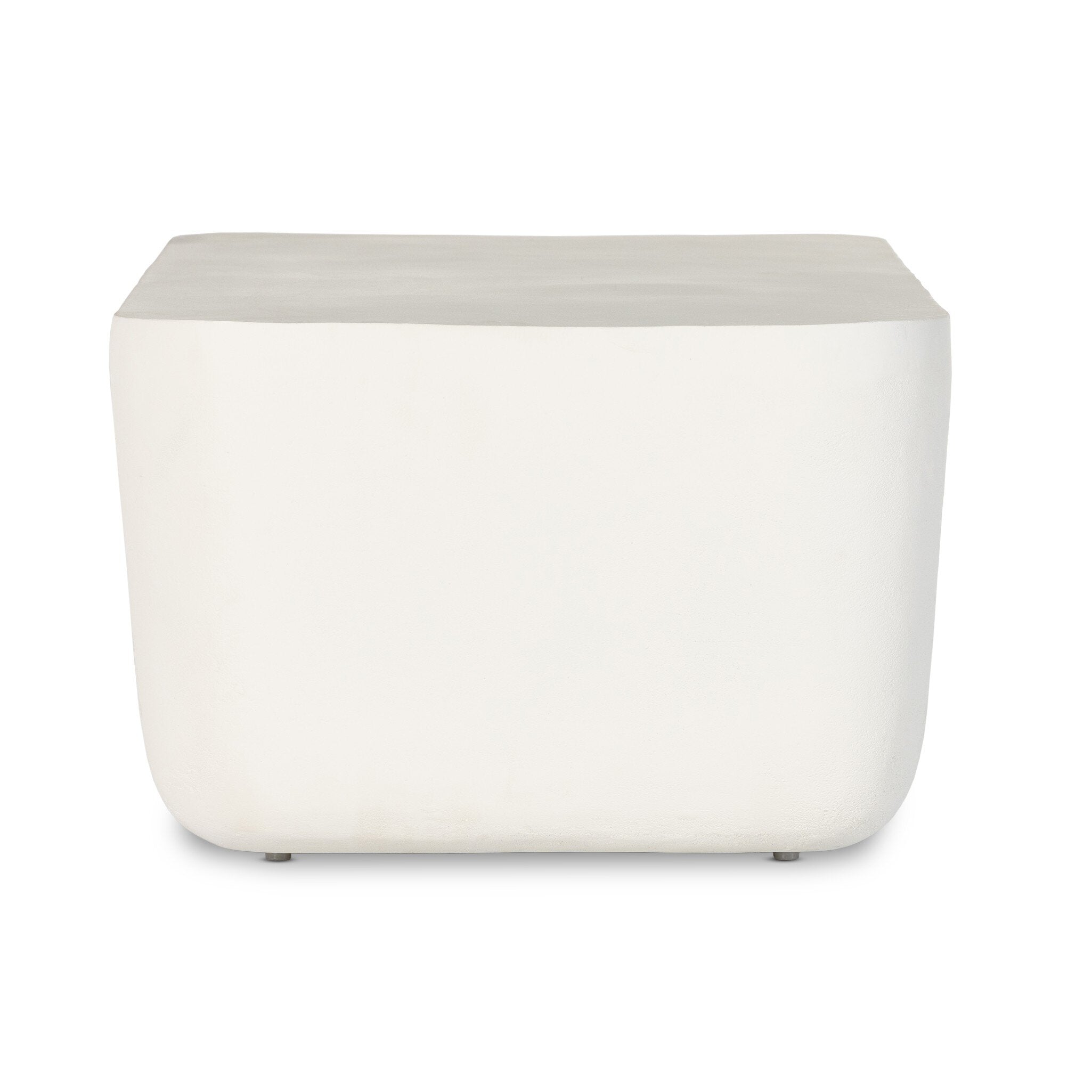 Four Hands Basil Outdoor Rectangular Coffee Table — Matte White Cast Aluminum