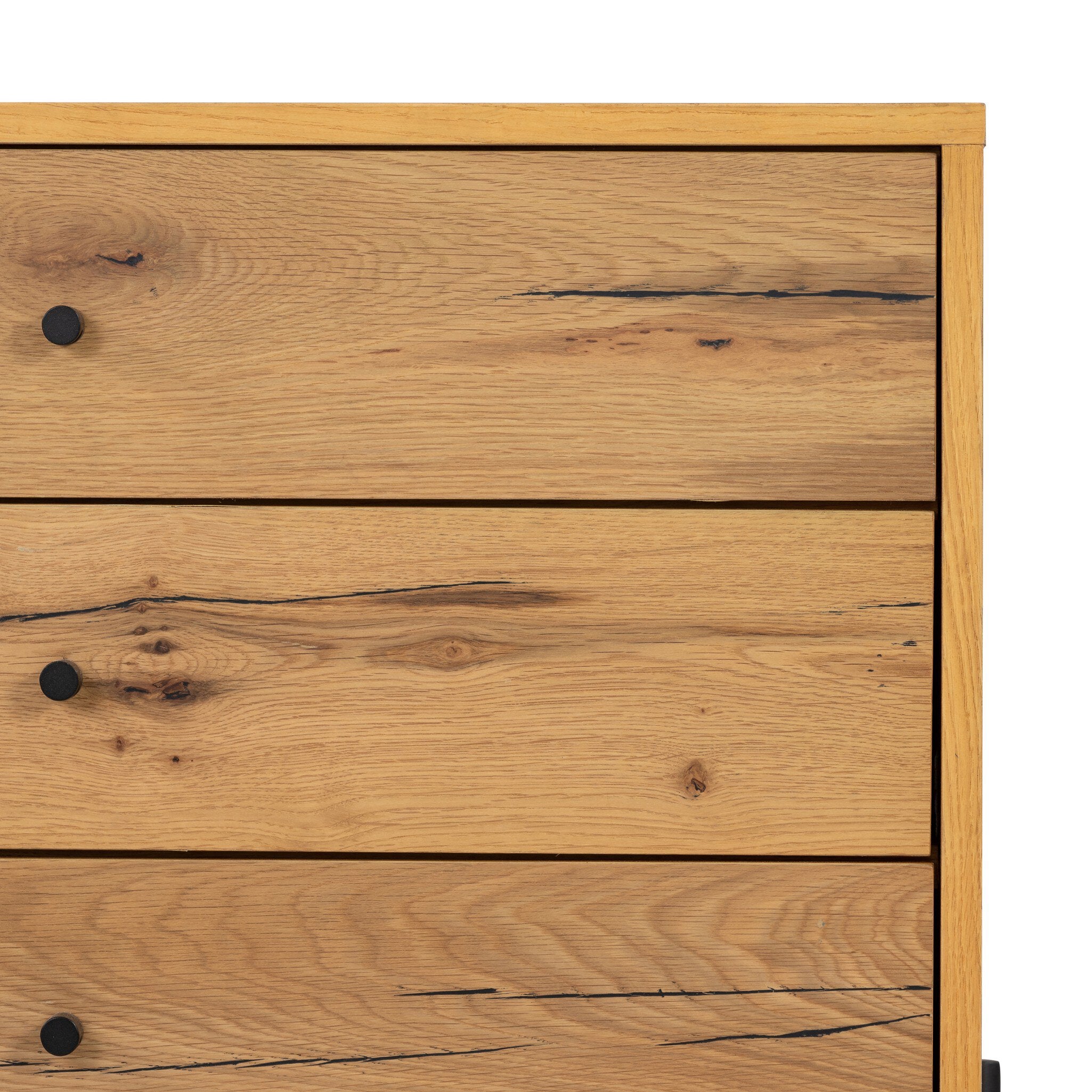 Four Hands Eaton Large Nightstand — Light Oak Resin-Dark Gunmetal