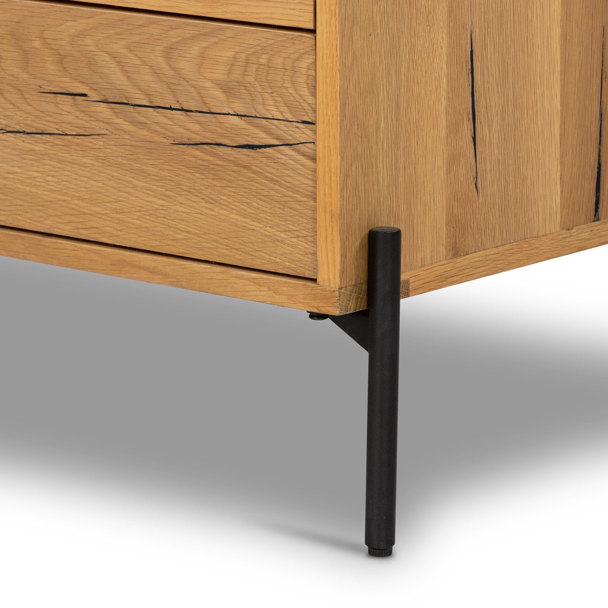 Four Hands Eaton Large Nightstand — Light Oak Resin-Dark Gunmetal