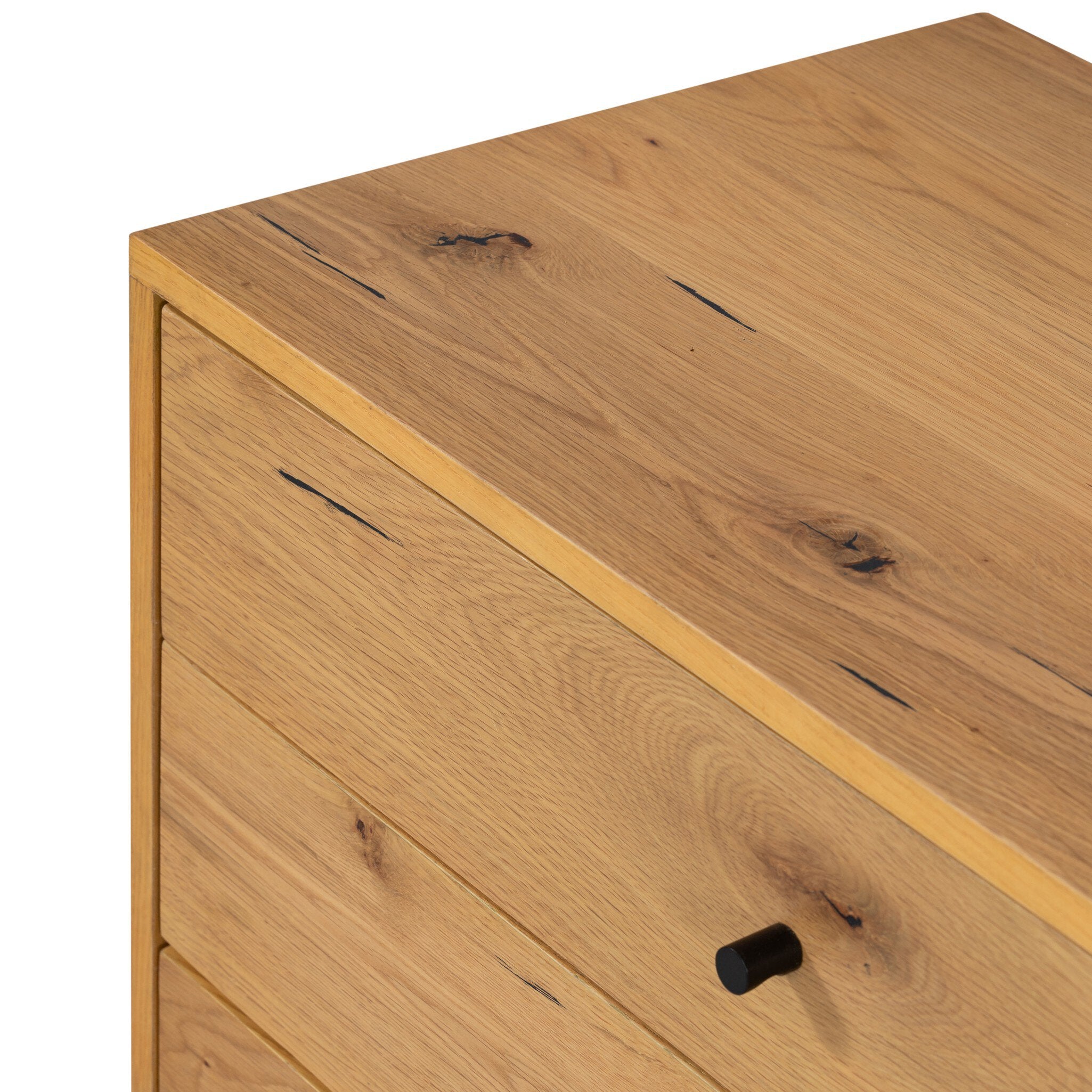 Four Hands Eaton Large Nightstand — Light Oak Resin-Dark Gunmetal