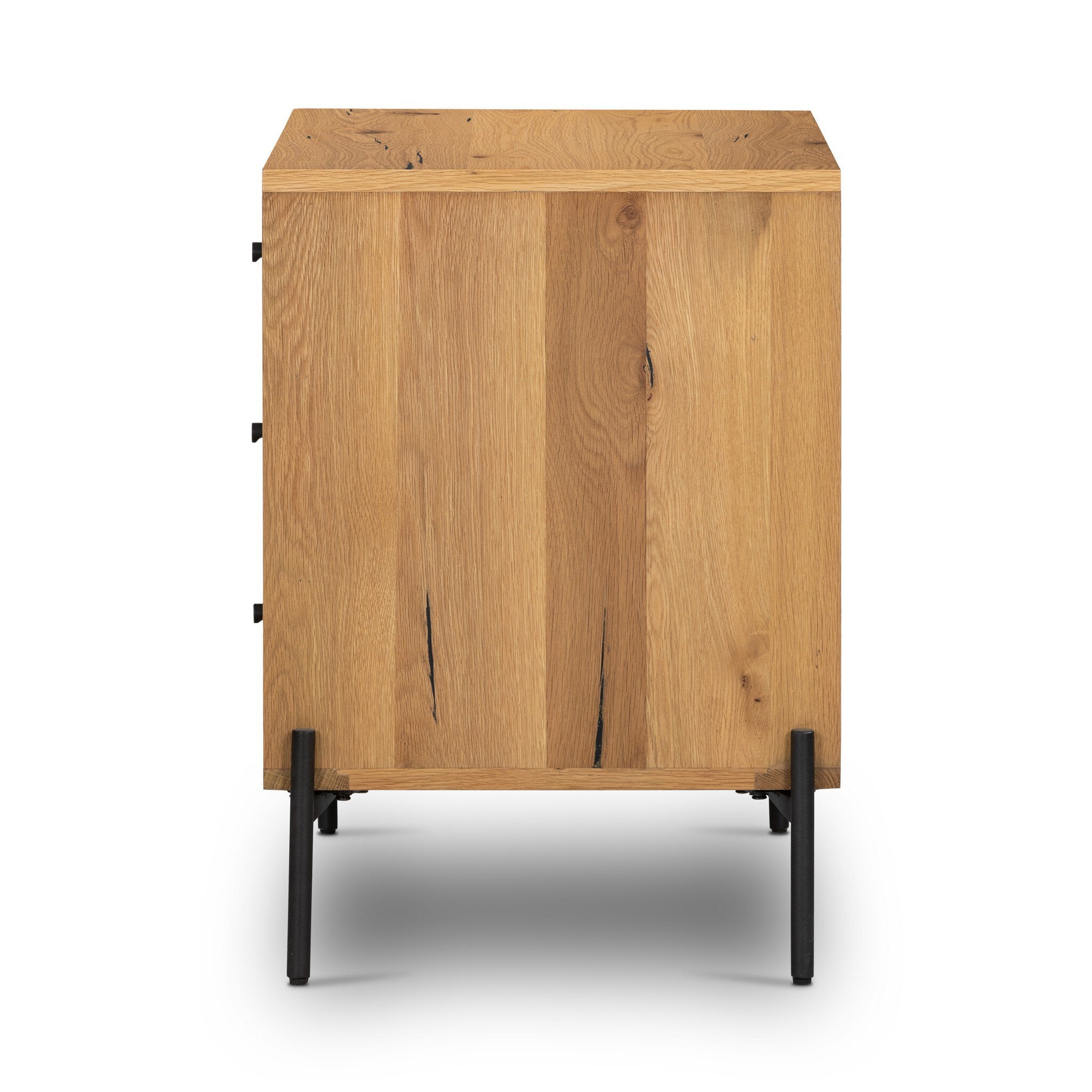 Four Hands Eaton Large Nightstand — Light Oak Resin-Dark Gunmetal