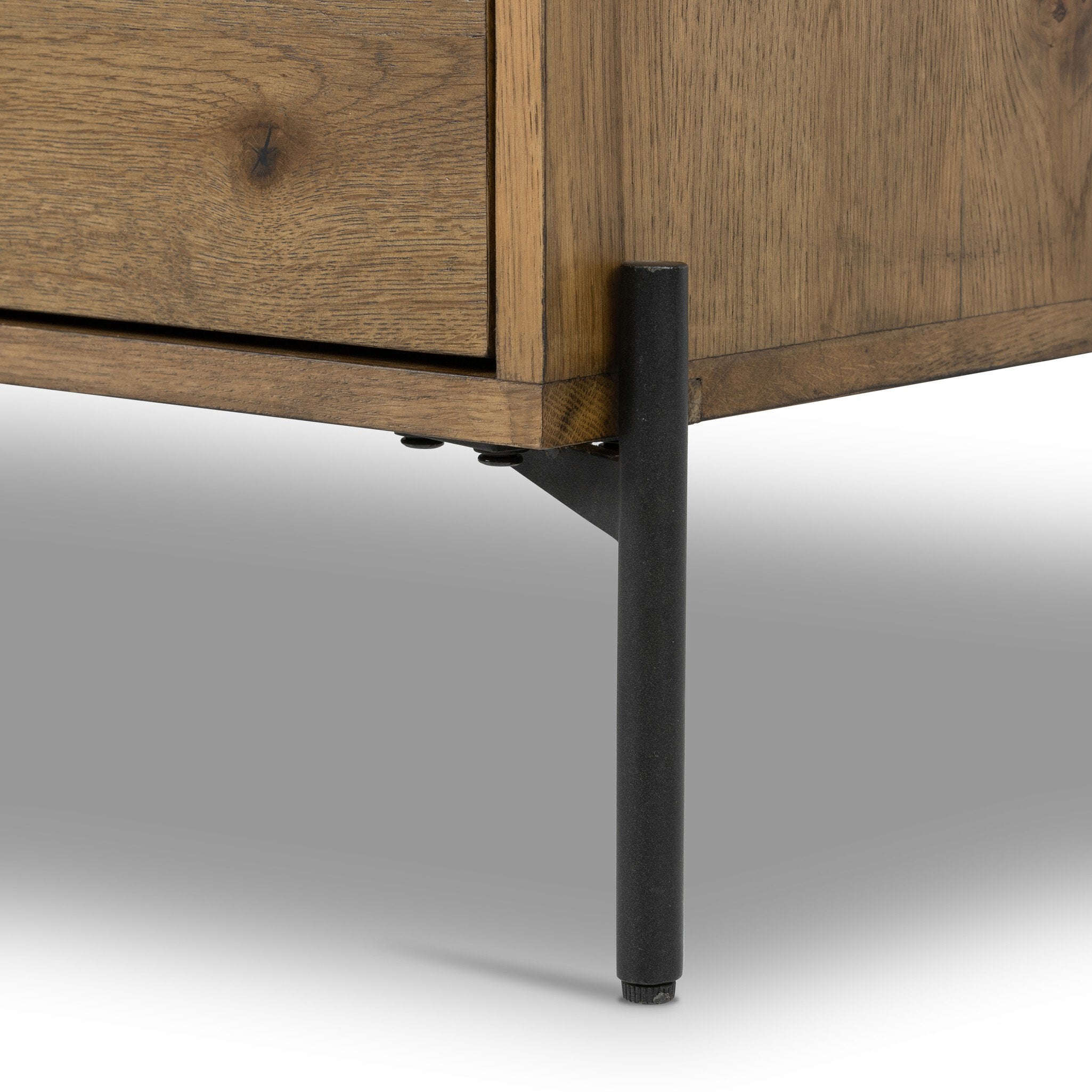 Four Hands Eaton Large Nightstand — Amber Oak Resin-Dark Gunmetal