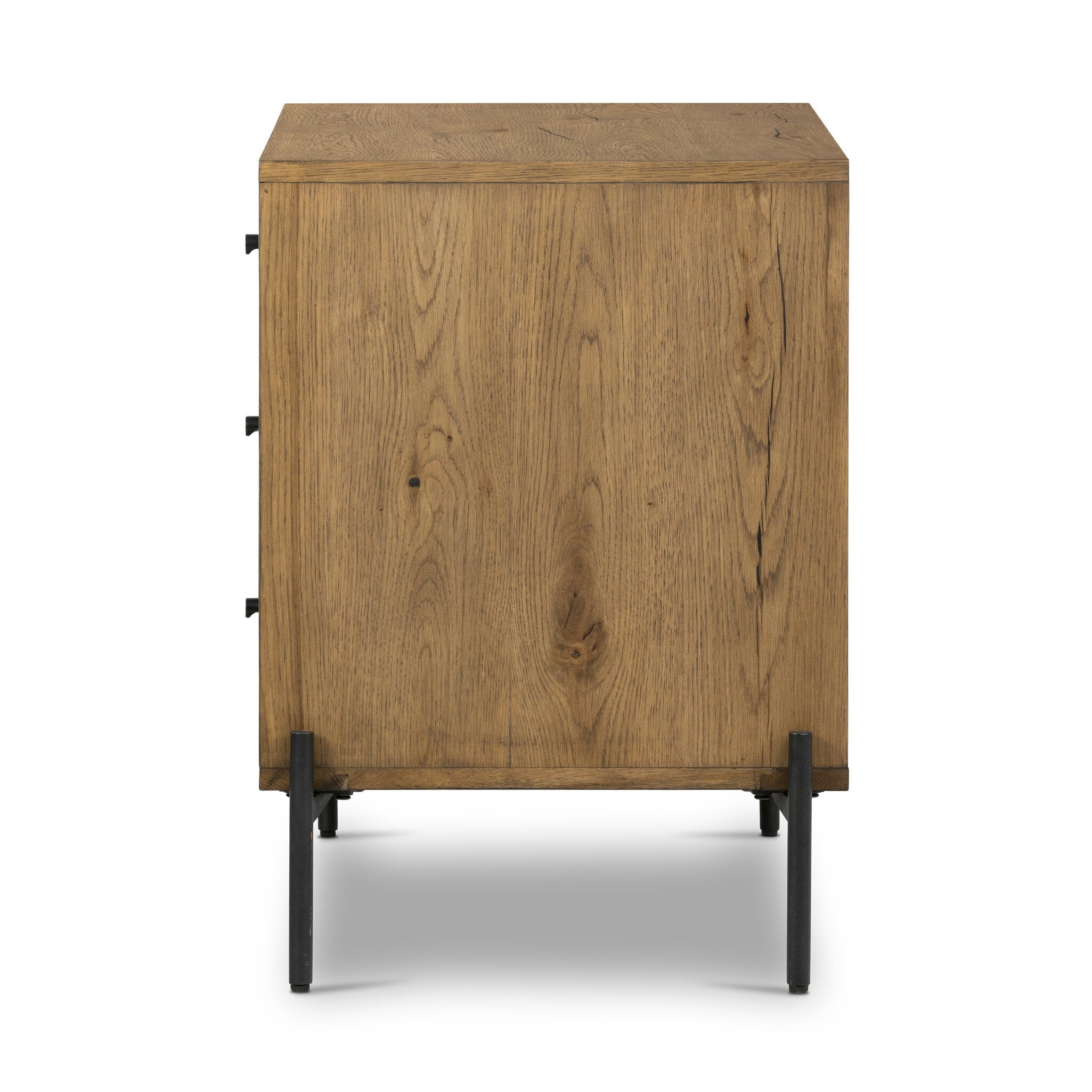 Four Hands Eaton Large Nightstand — Amber Oak Resin-Dark Gunmetal