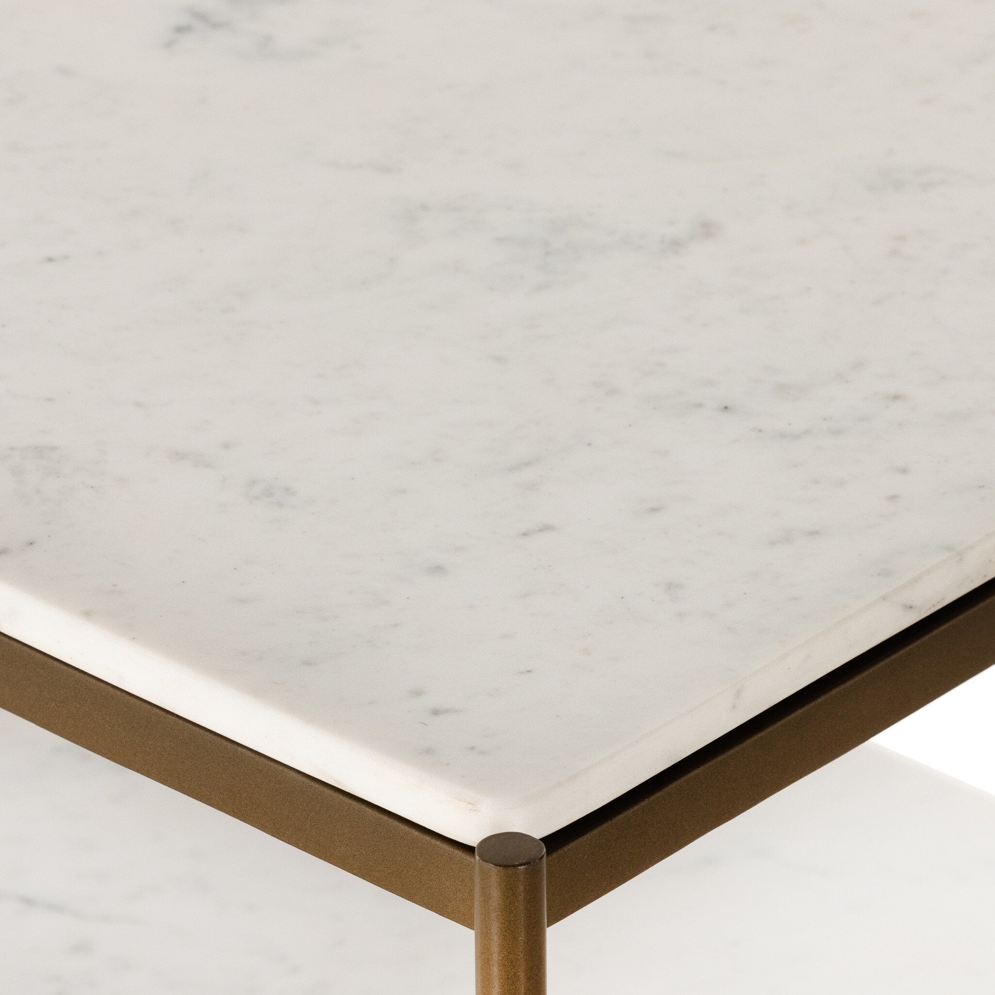 Four Hands Felix Large Nightstand — Antique Brass-Polished White Marble