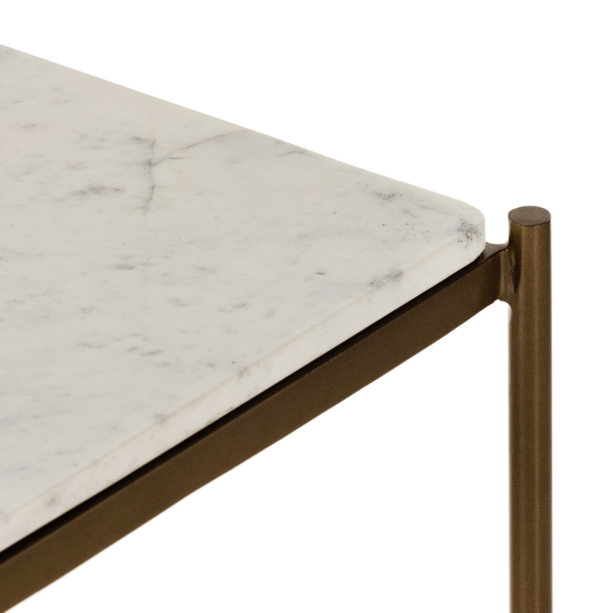 Four Hands Felix Large Nightstand — Antique Brass-Polished White Marble