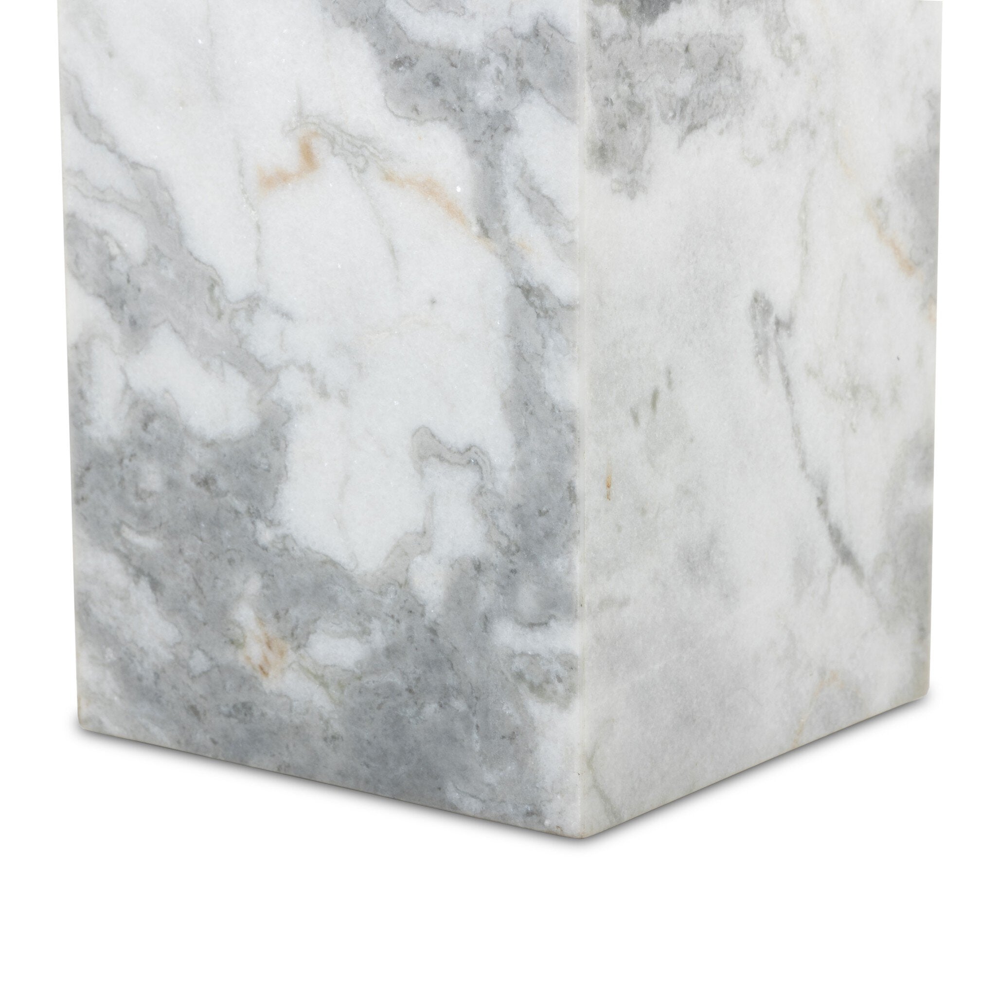 Four Hands Modern Marble Pedestal — White & Grey Speckled Marble