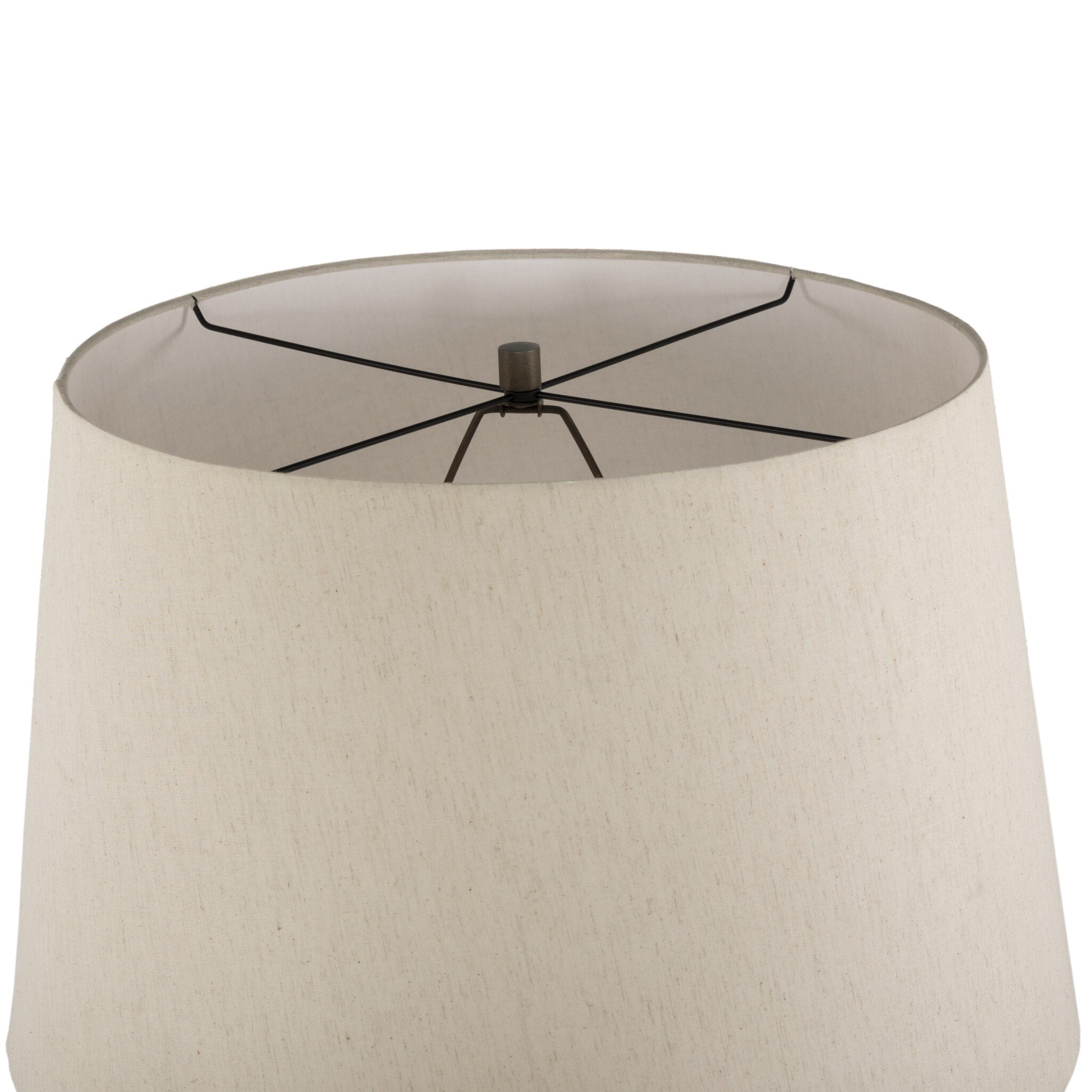 Four Hands Ziggy Floor Lamp — Hammered Smoked Nickel-Light Beige-Black Cord