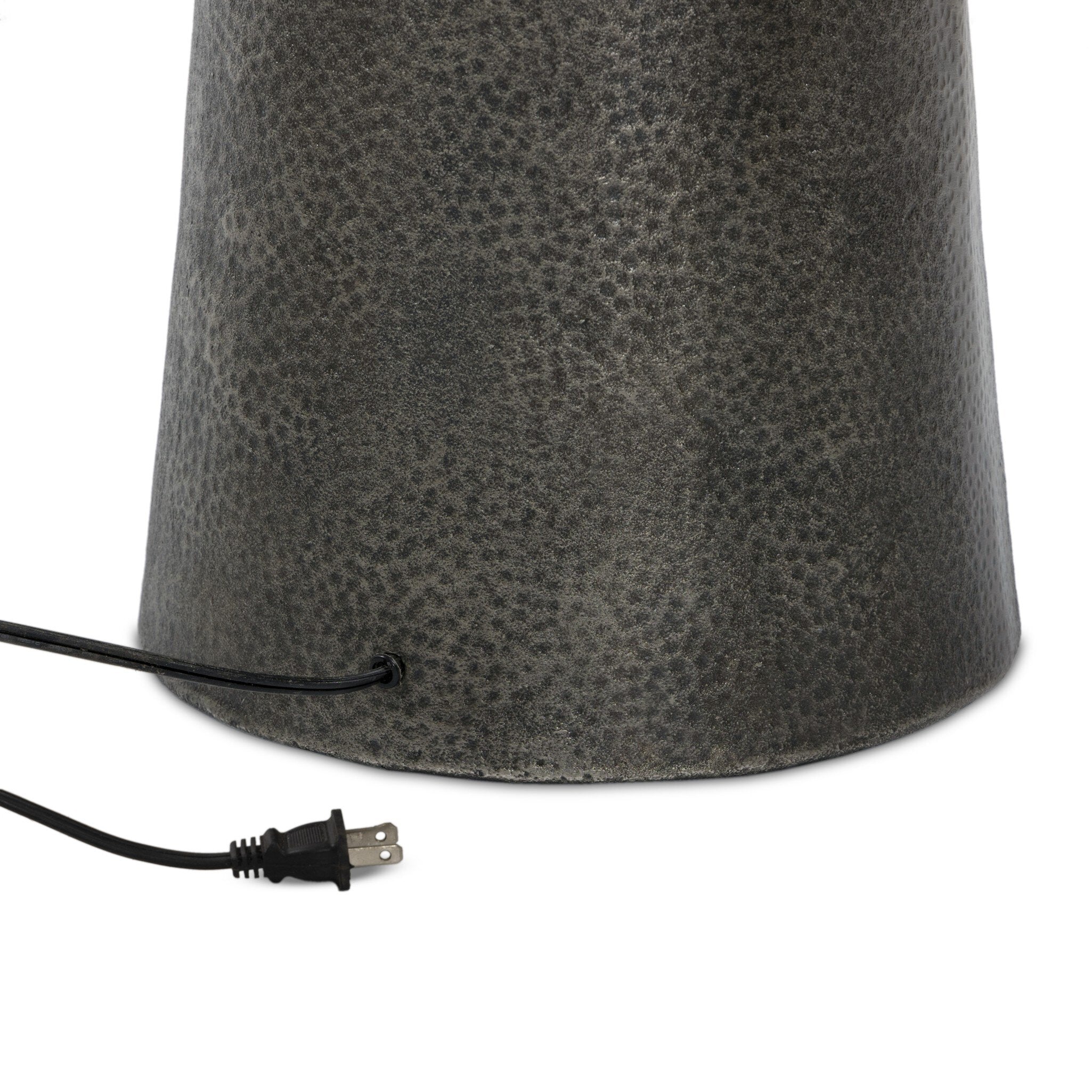 Four Hands Ziggy Floor Lamp — Hammered Smoked Nickel-Light Beige-Black Cord
