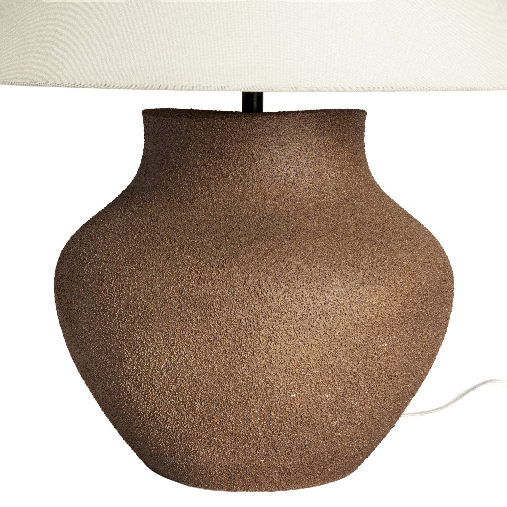 Four Hands Parma Table Lamp — Textured Dark Sand Porcelain-Ivory Linen