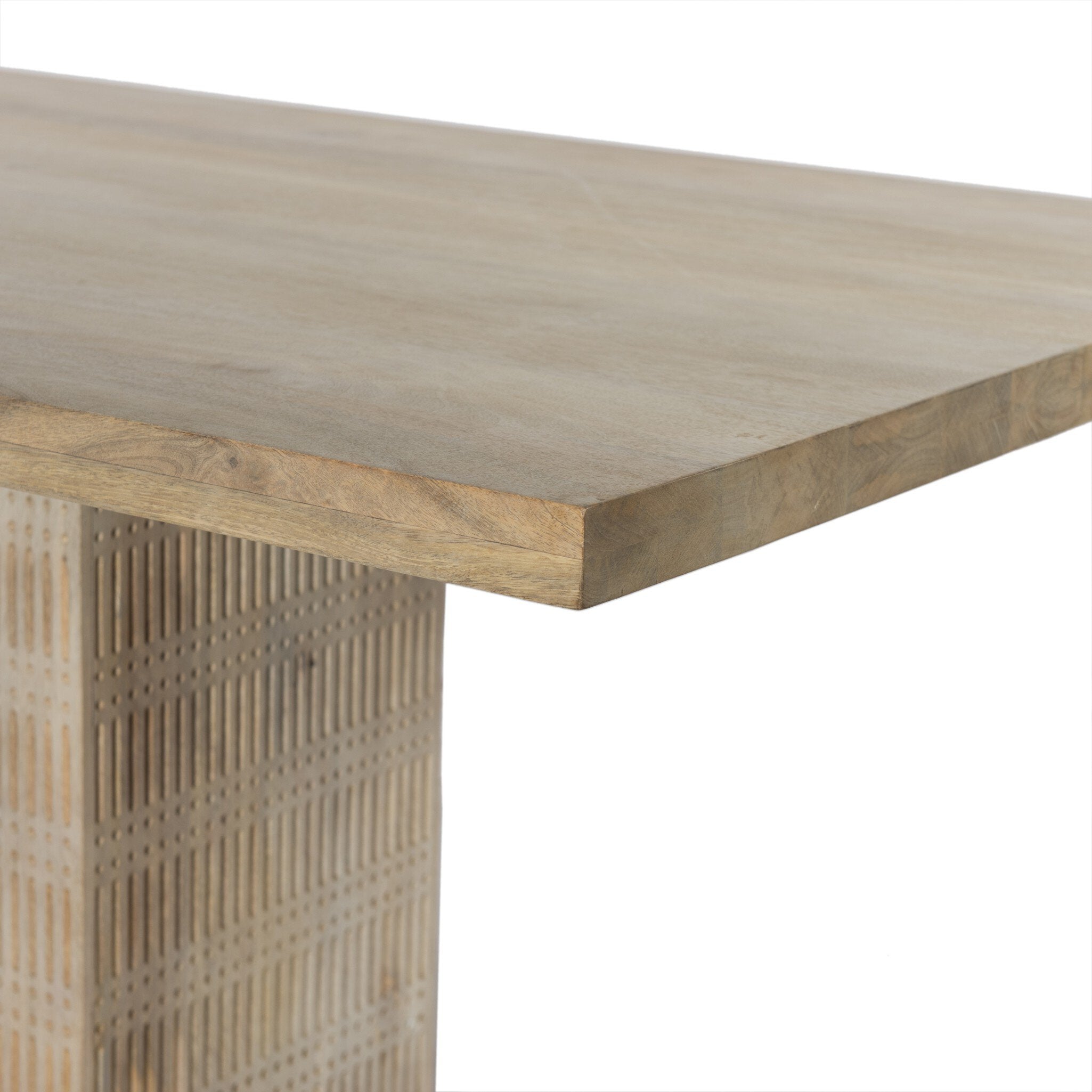 Four Hands Kelby Dining Table — Light Wash Carved Mango-Light Wash Mango