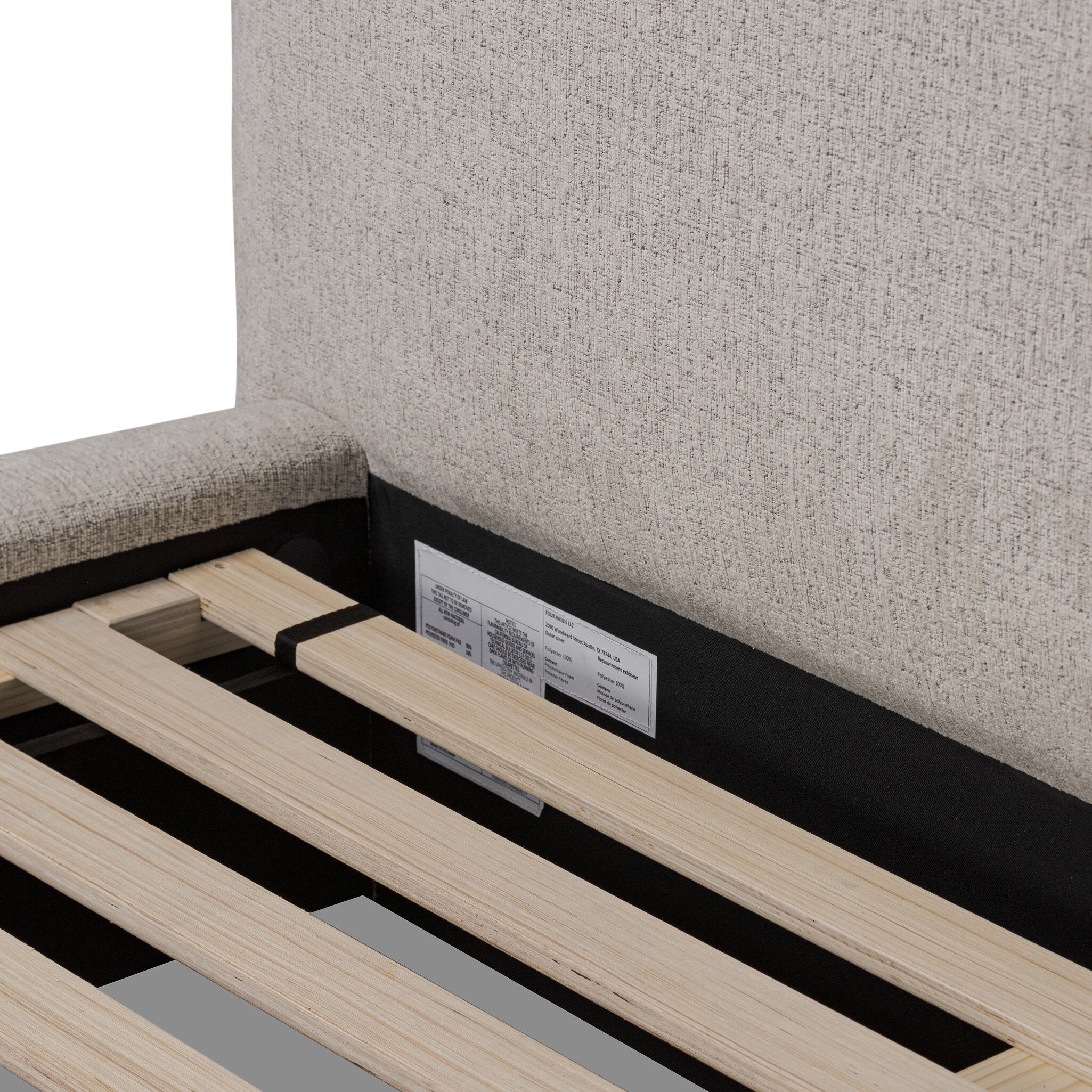 Four Hands Quincy Bed — Plushtone Linen-Black-Queen