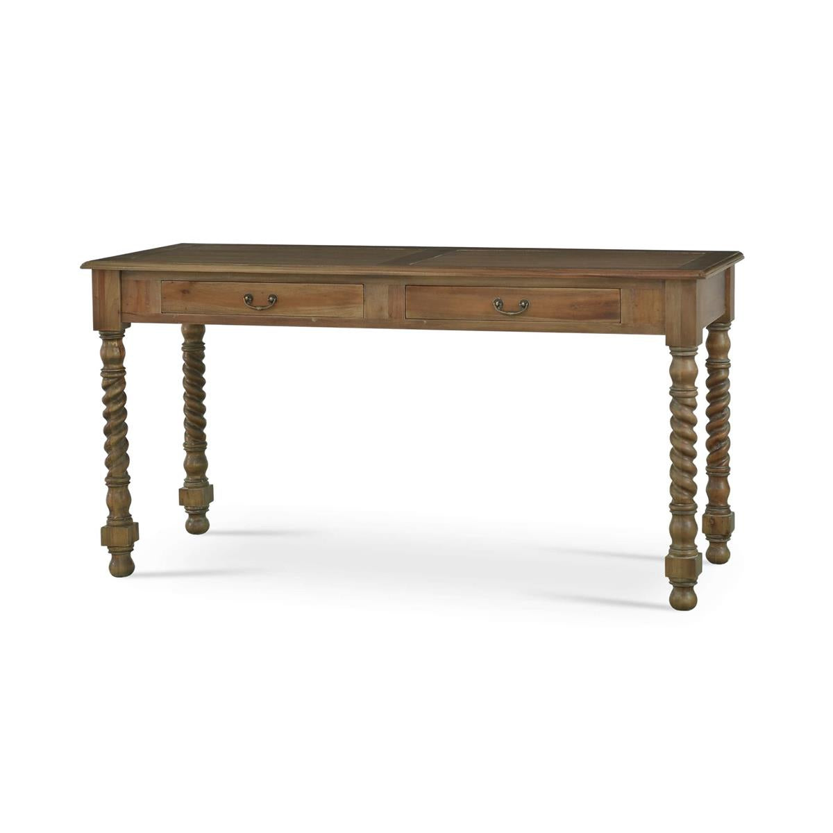 Bramble Console Desk w/ Barley Twist Leg — Straw Wash