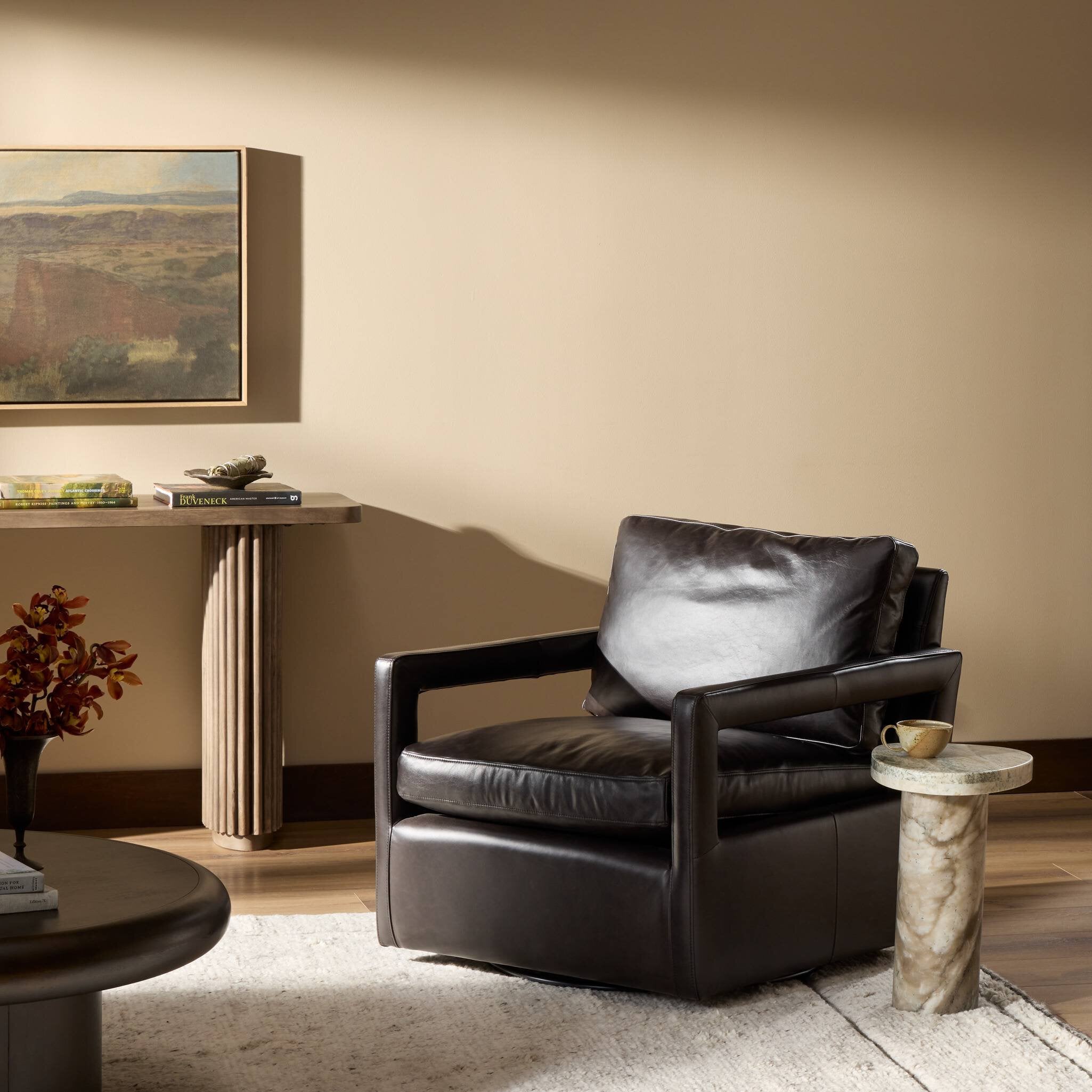 Four Hands Olson Swivel Chair — Sonoma Black