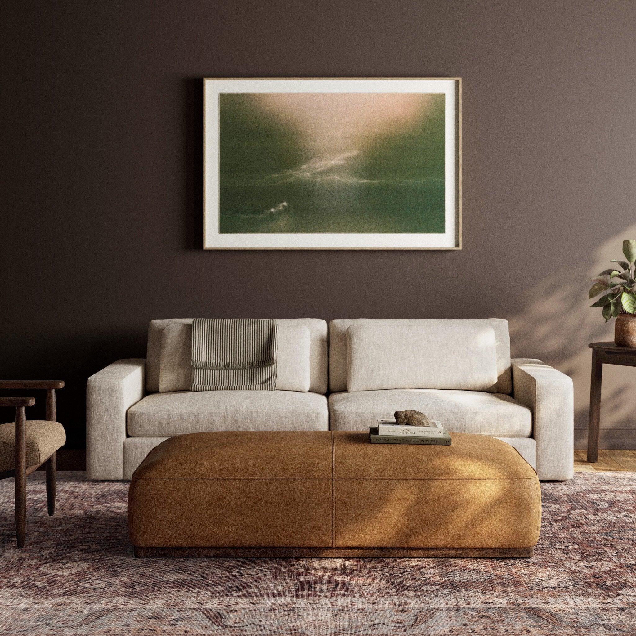 Four Hands Sinclair Cocktail Ottoman — Palermo Butterscotch-Distressed Natural